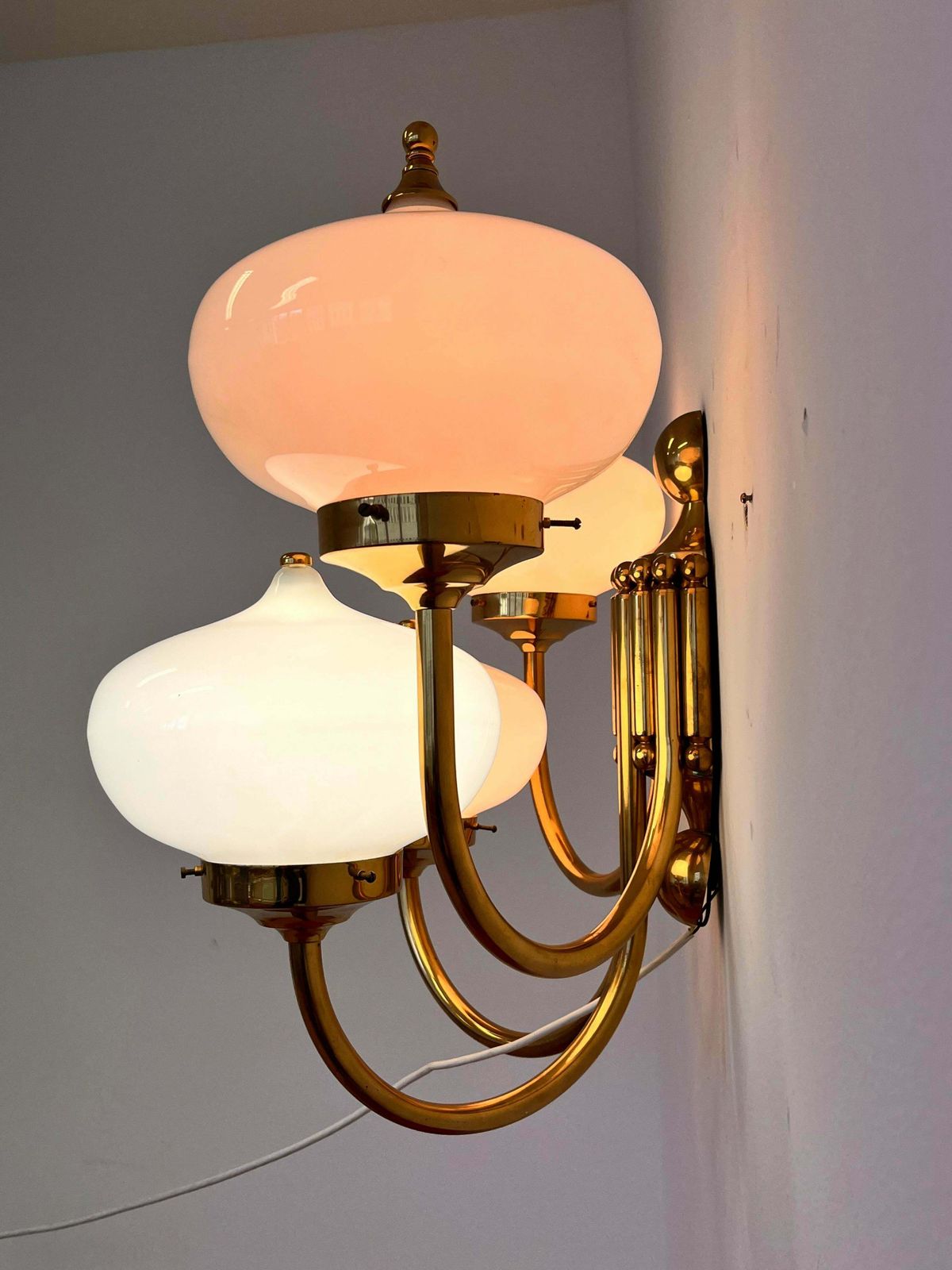 Big Xxl Brass And Glass Wall Lamp In Art Deco, Art Nouvea Style  Around 1980s photo buy