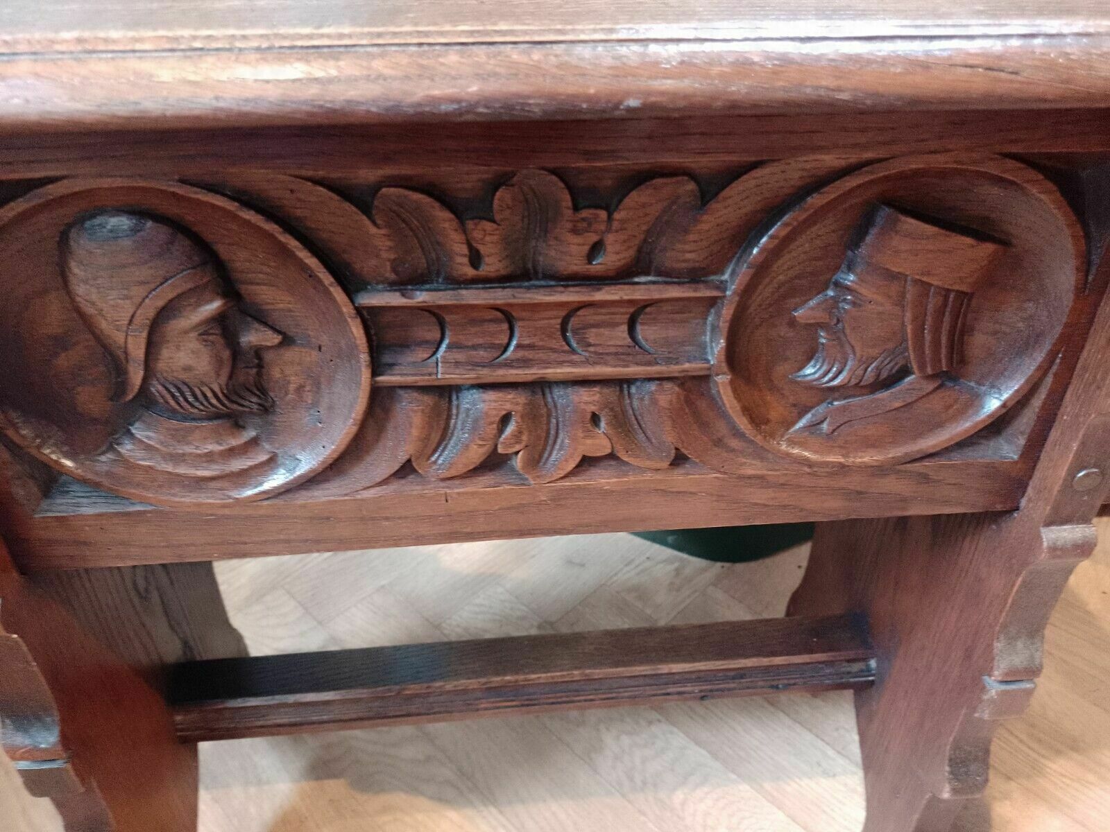 275.0 Antique Oak Carved Jointed Lidded Box Stool Sewing Side Table Elizabethan Style photo