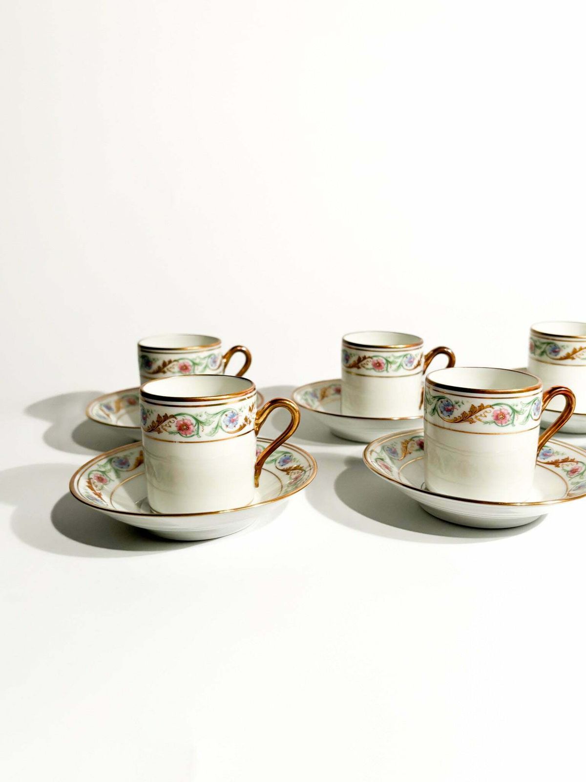Set Of Six Porcelain Coffee Cups By Ginori Doccia Pittoria From The 1940s photo furniture