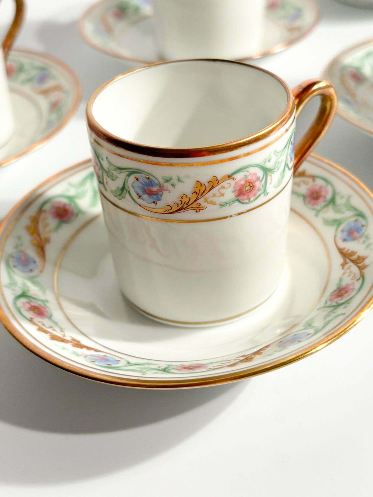 Set Of Six Porcelain Coffee Cups By Ginori Doccia Pittoria From The 1940s photo buy