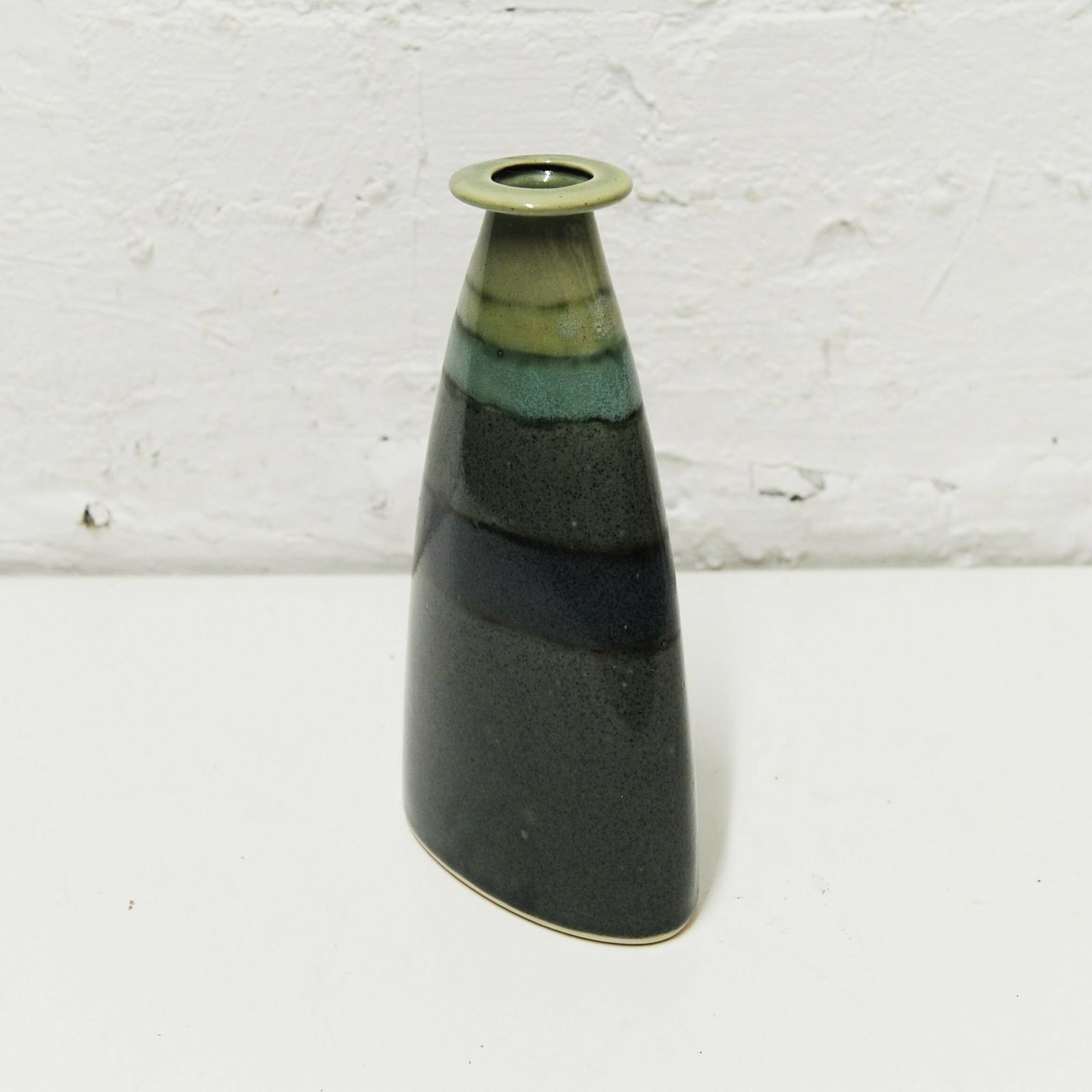 Green And Blue Striped Studio Pottery Glazed Vase, 1990s