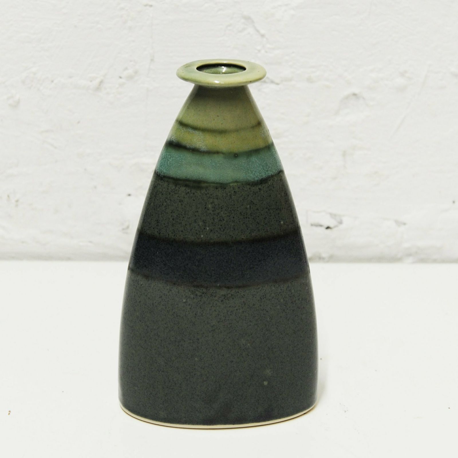 Green And Blue Striped Studio Pottery Glazed Vase, 1990s photo Home Decor