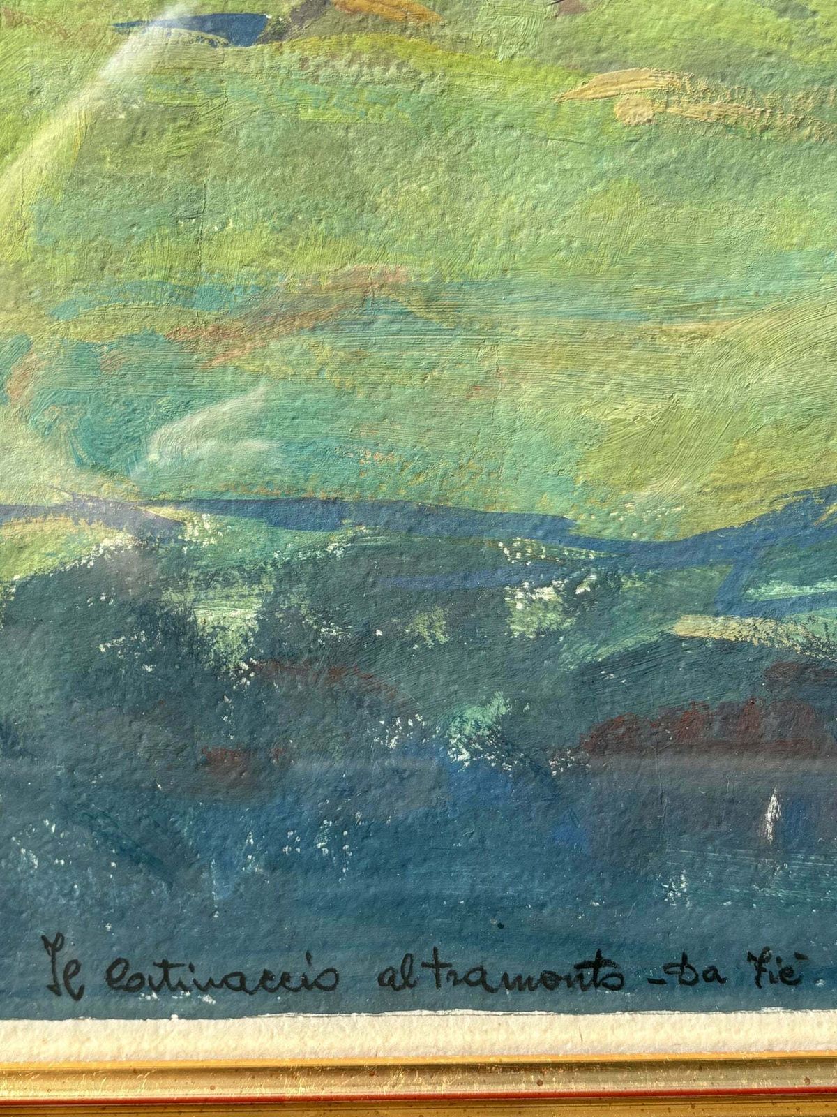Tempera Paper Painting 'The Catenaccio At Sunset From Fiè' By Fausto Cattaneo From 1950 photo 525.0