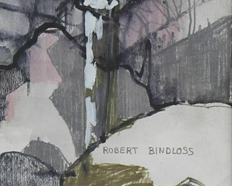 Pen, Pencil And Ink Wash By Robert Bindloss. Rural Scene With Old Tractor photo for sale