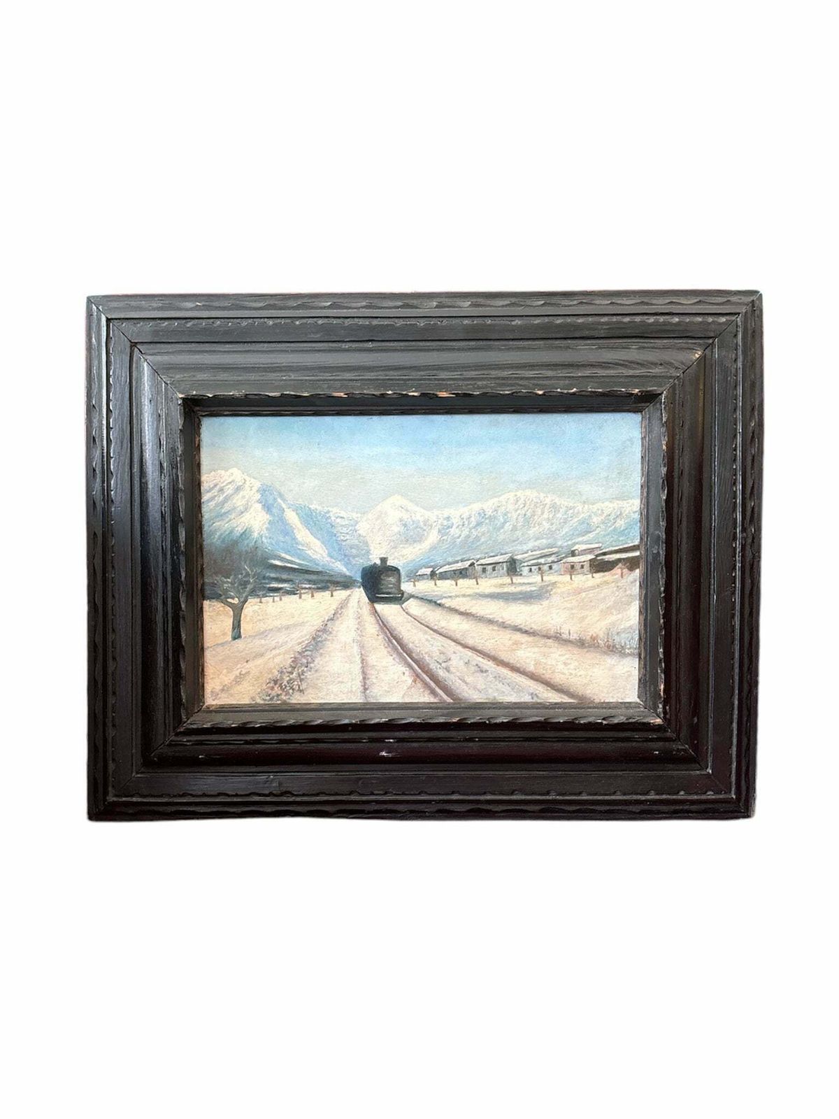 Oil Painting On Wood By Clusone With Leonardi's Train From 1928 1929