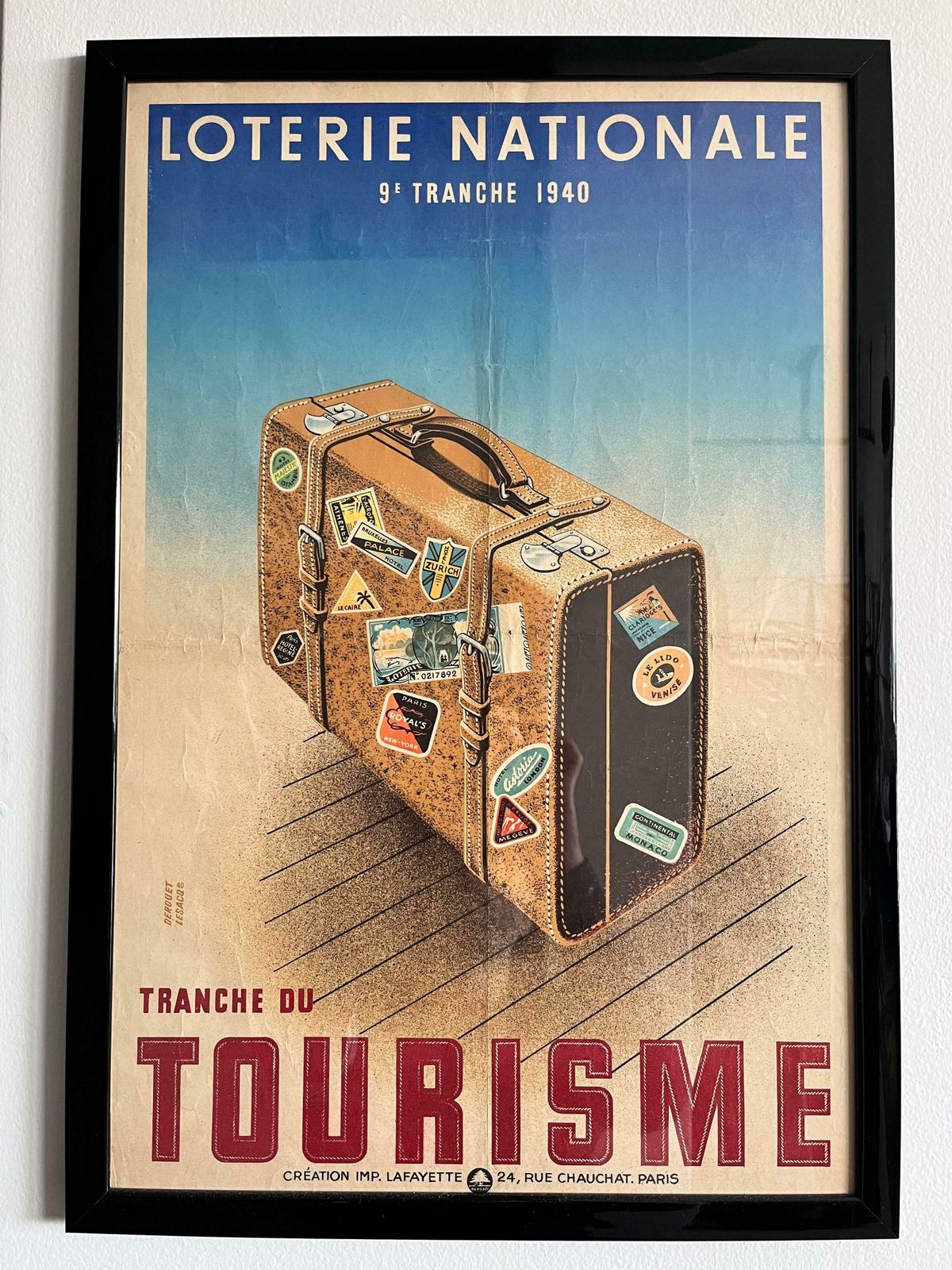Original Poster Loterie Nationale 9e Tranche 1940 By Artist Derouet Lesacq photo furniture