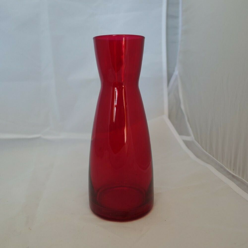 A Pair Of Ypsilon Red Glass Carafes By Bormioli Rocco photo 270.0