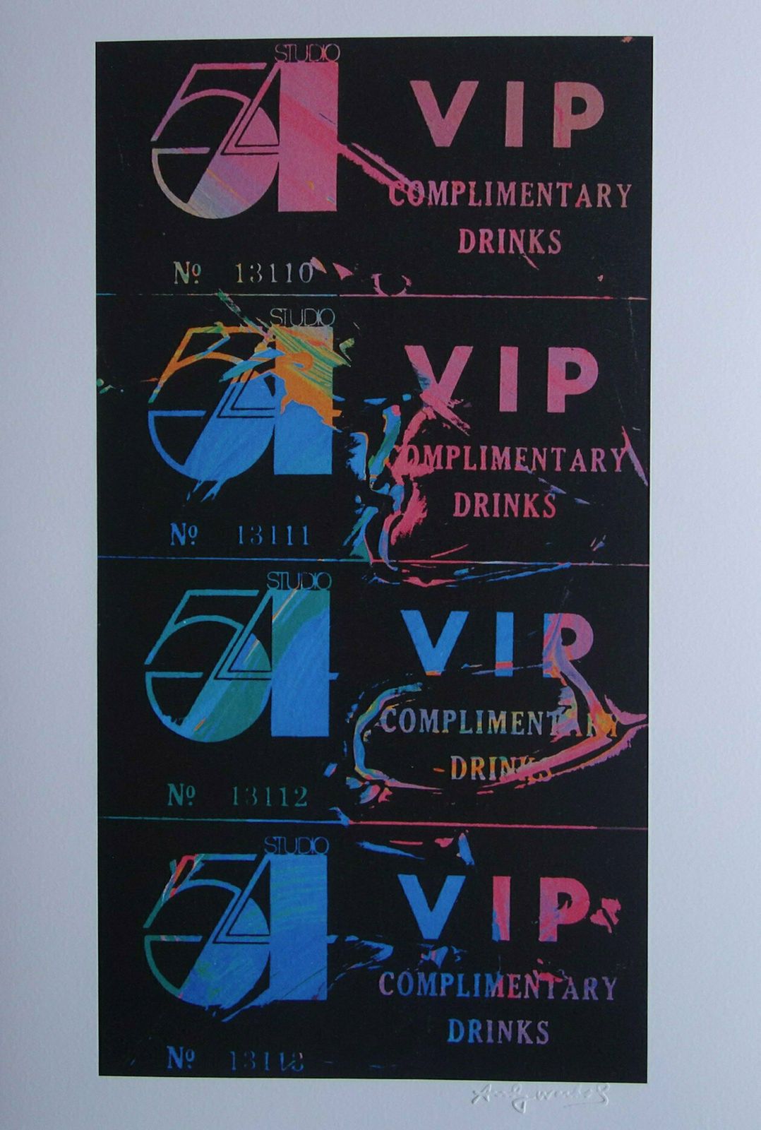 Fine Pop Art Limited Edition Print – Studio 54 Vip Tickets, Andy Warhol, Signed & Numbered photo Art