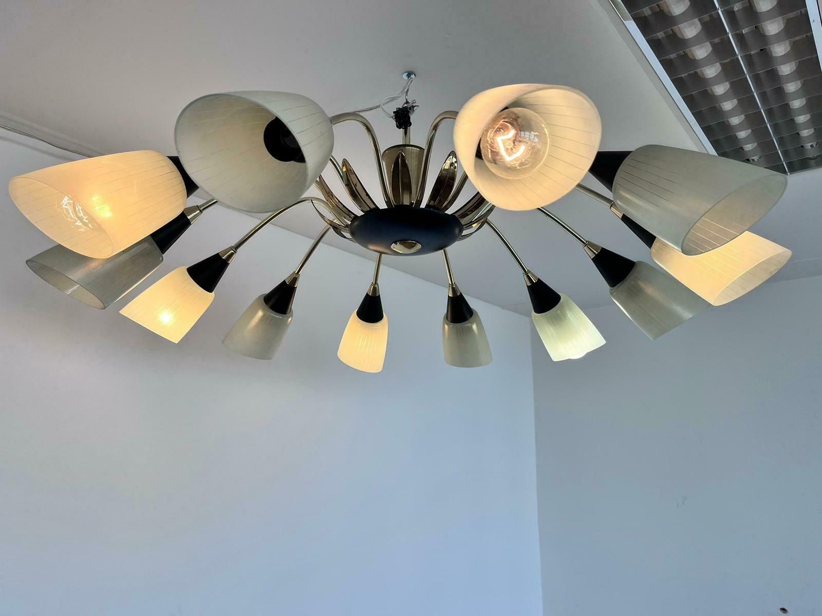 Very Rare Large Stilnovo Style Chandelier, Germany, 1960s photo Lighting