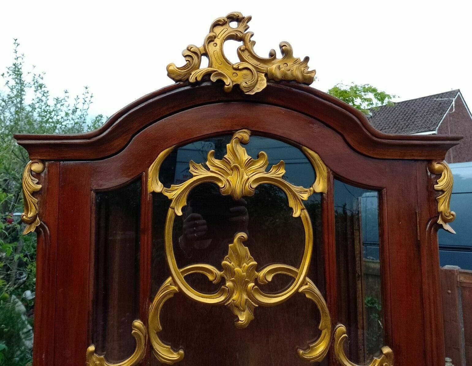 Vintage Large Antique Style French Mahogany & Gilt Wood Display   Drinks Cabinet photo Furniture