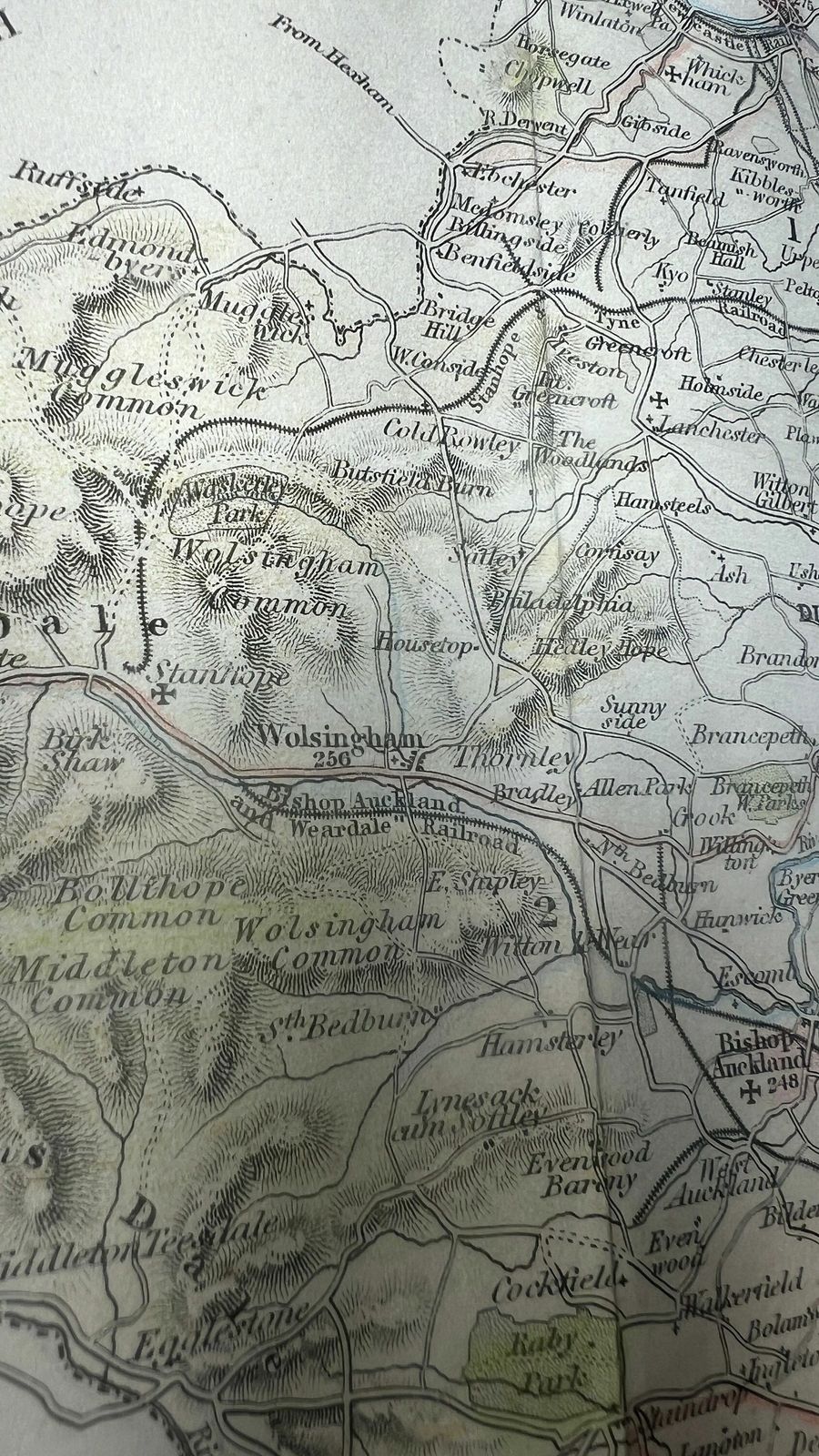 Genuine Early 1800’s Framed Map Of Durham County [ Hand Coloured Engraving By J. Archer ] photo 89.0