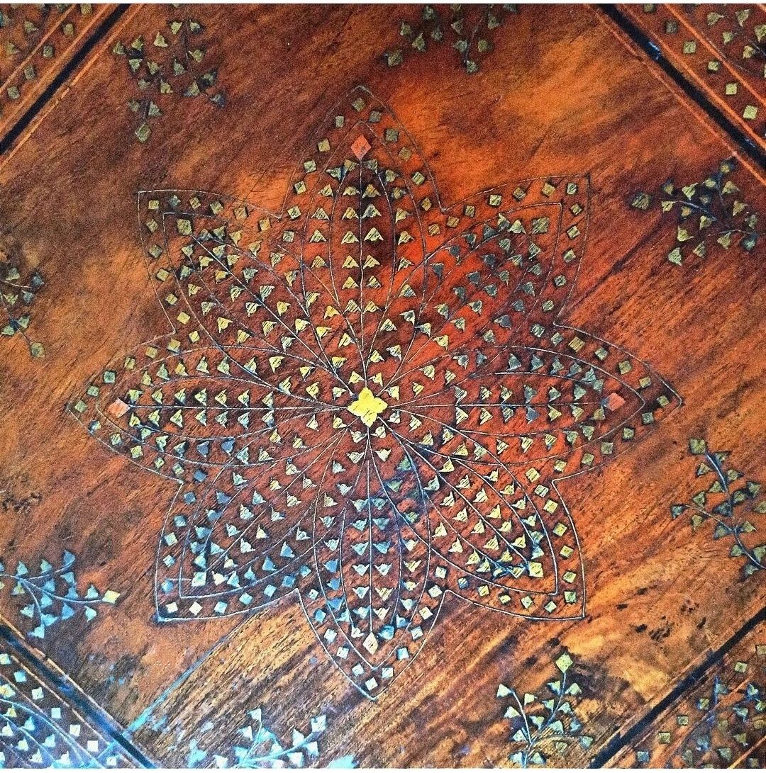 Brass And Copper Inlay Hoshiarpur Table  Anglo Indian  Late 19th Century photo vintage