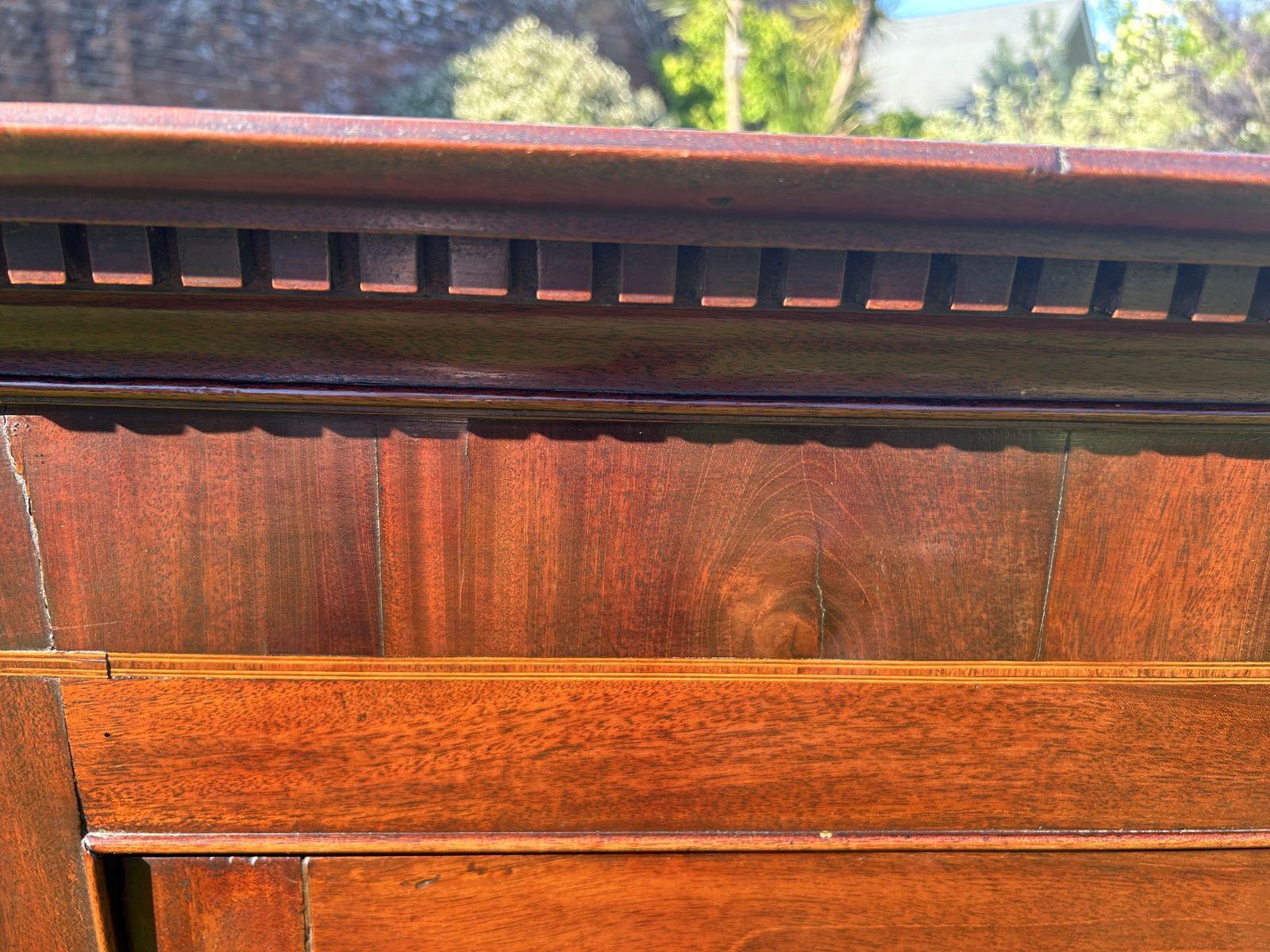 Antique Corner Cabinet English Mahogany With Inlay Circa 1800 photo for sale