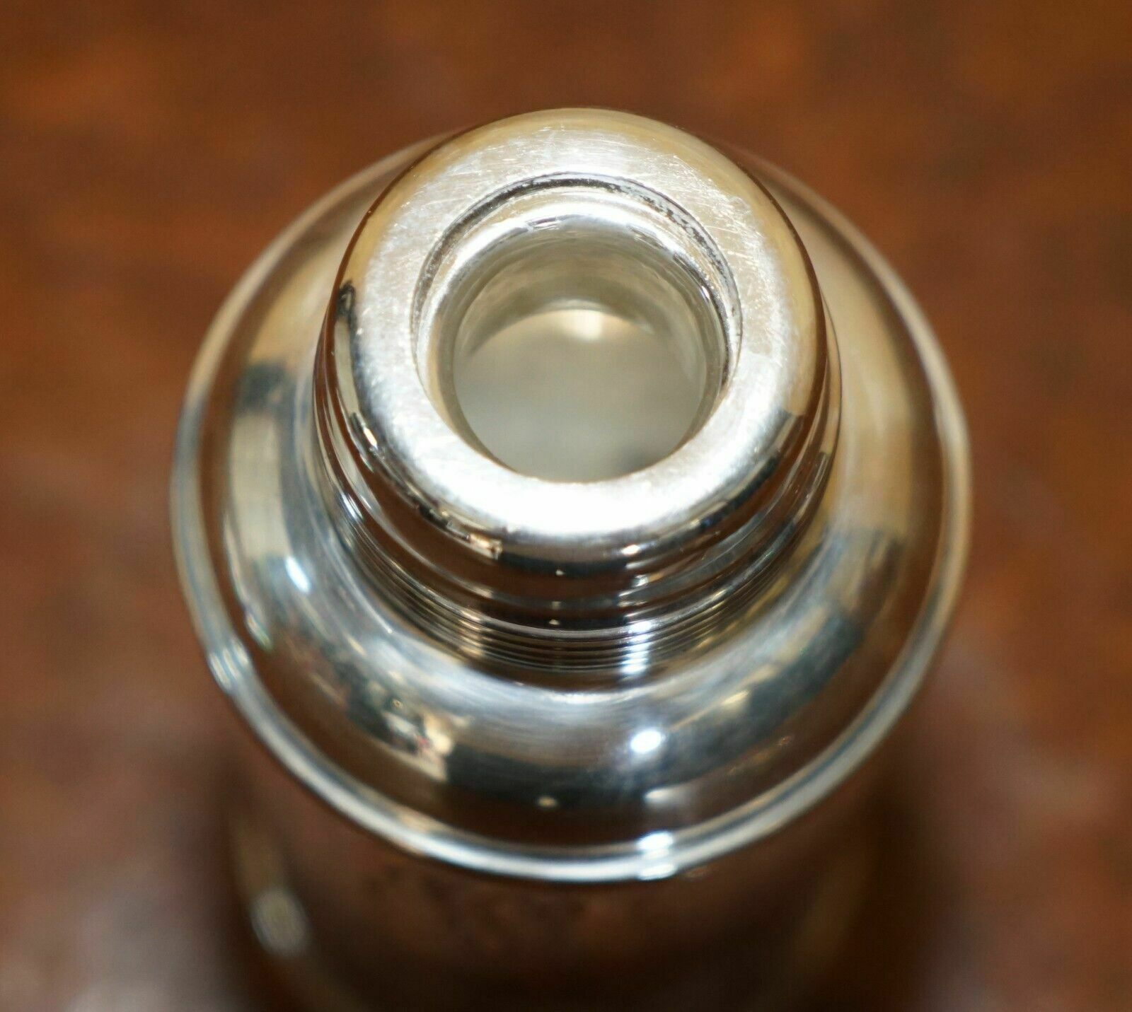 Home Decor Super Rare Antique Edwardian Sterling Silver Flask Depicting People Racing Cars photo