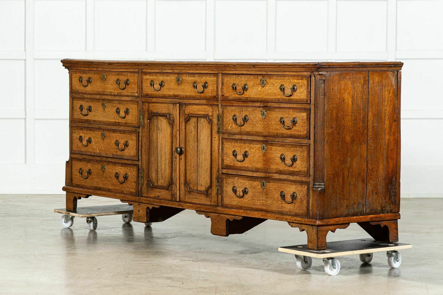 Large English George III Oak & Mahogany Dresser Base photo furniture