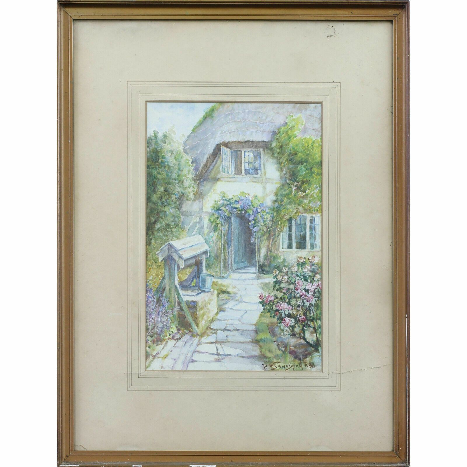 Watercolour By James Townshend. Thatched House With Well