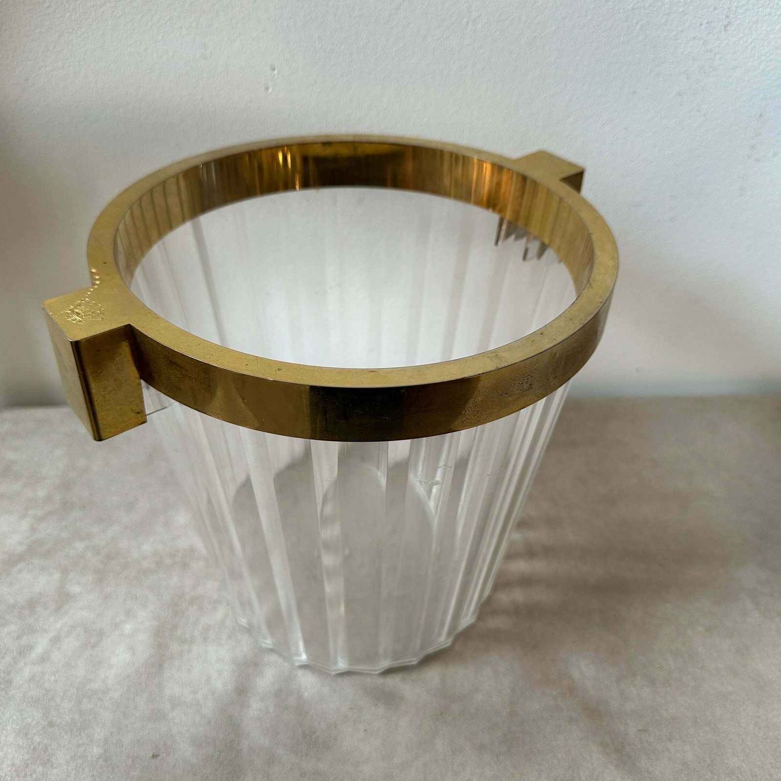 1970s Modernist Clear And Gold Plexiglass French Wine Cooler By Gosset photo furniture