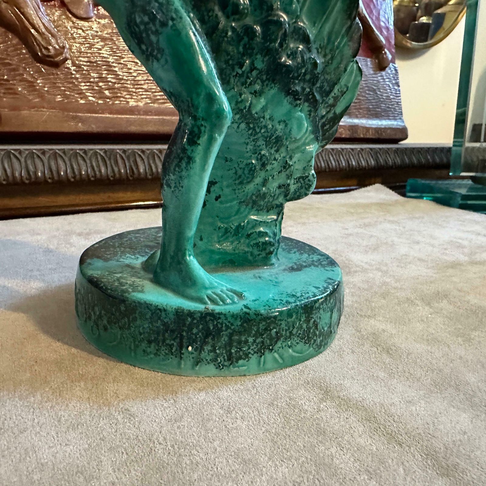 1951 Mid Century Modern Italian Green Ceramic Italian Aviation Rally Trophy photo Home Decor