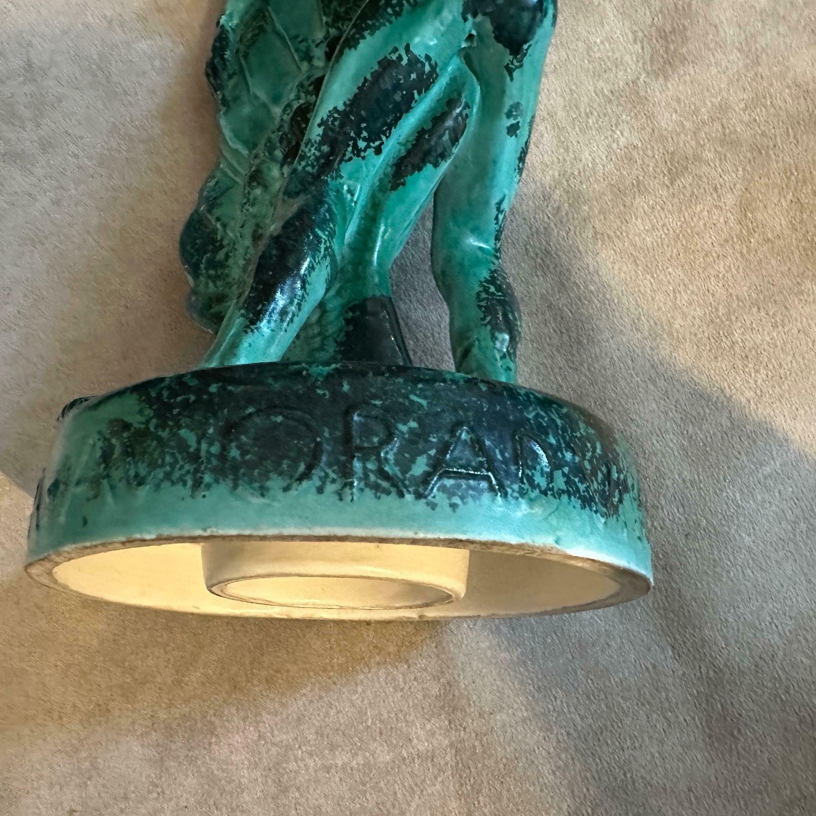 1951 Mid Century Modern Italian Green Ceramic Italian Aviation Rally Trophy photo 985.0