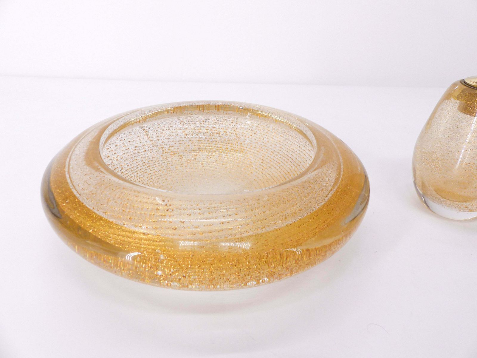 Murano Smoking Set Ashtray And Lighter Tommaso Barbi 1980 photo vintage