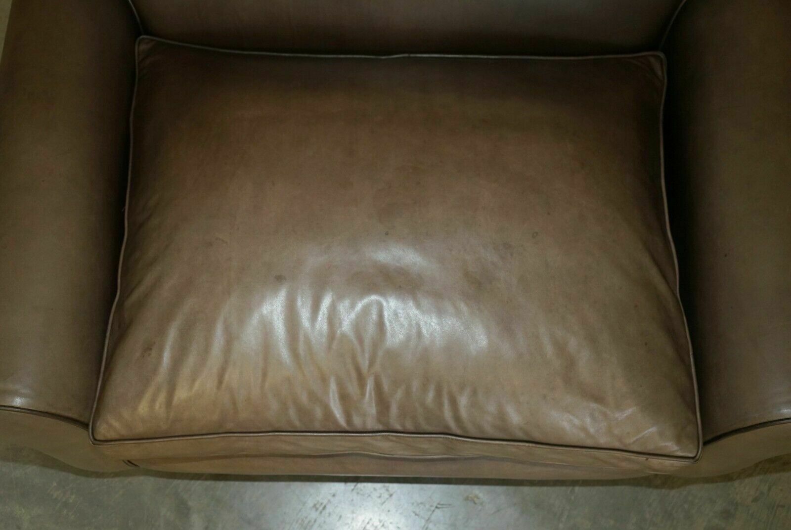 Stunning Rrp £3200 Terence Conran Grey Leather Large Loveseat Armchair Sofa photo buy