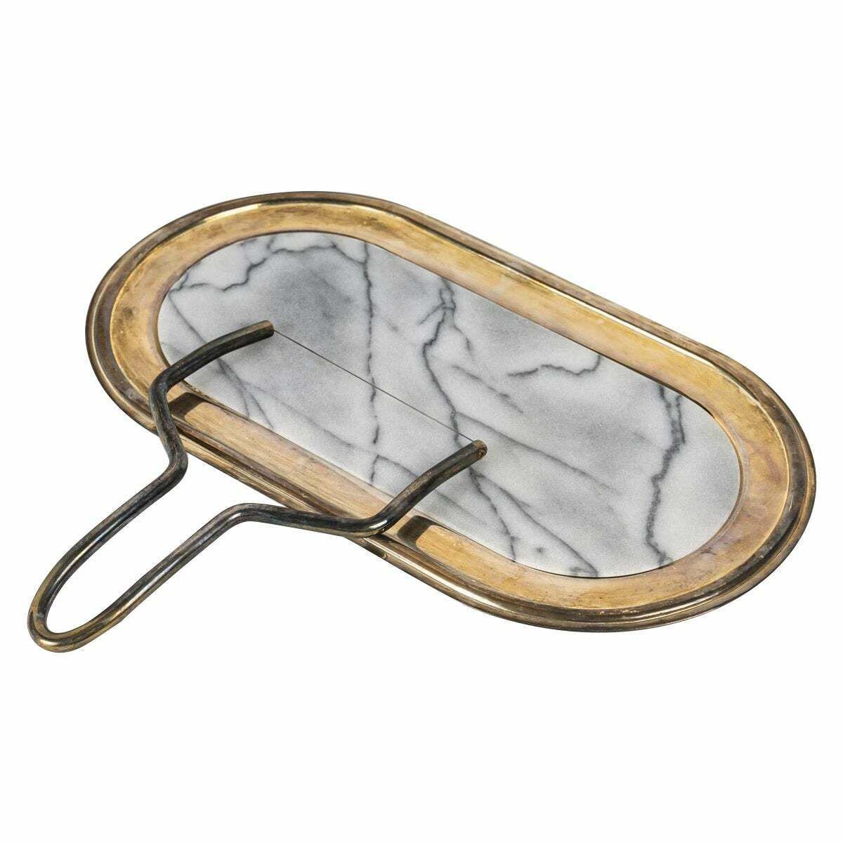 Silver Plated Metal And Marble Foie Gras Platter, 20th Century.