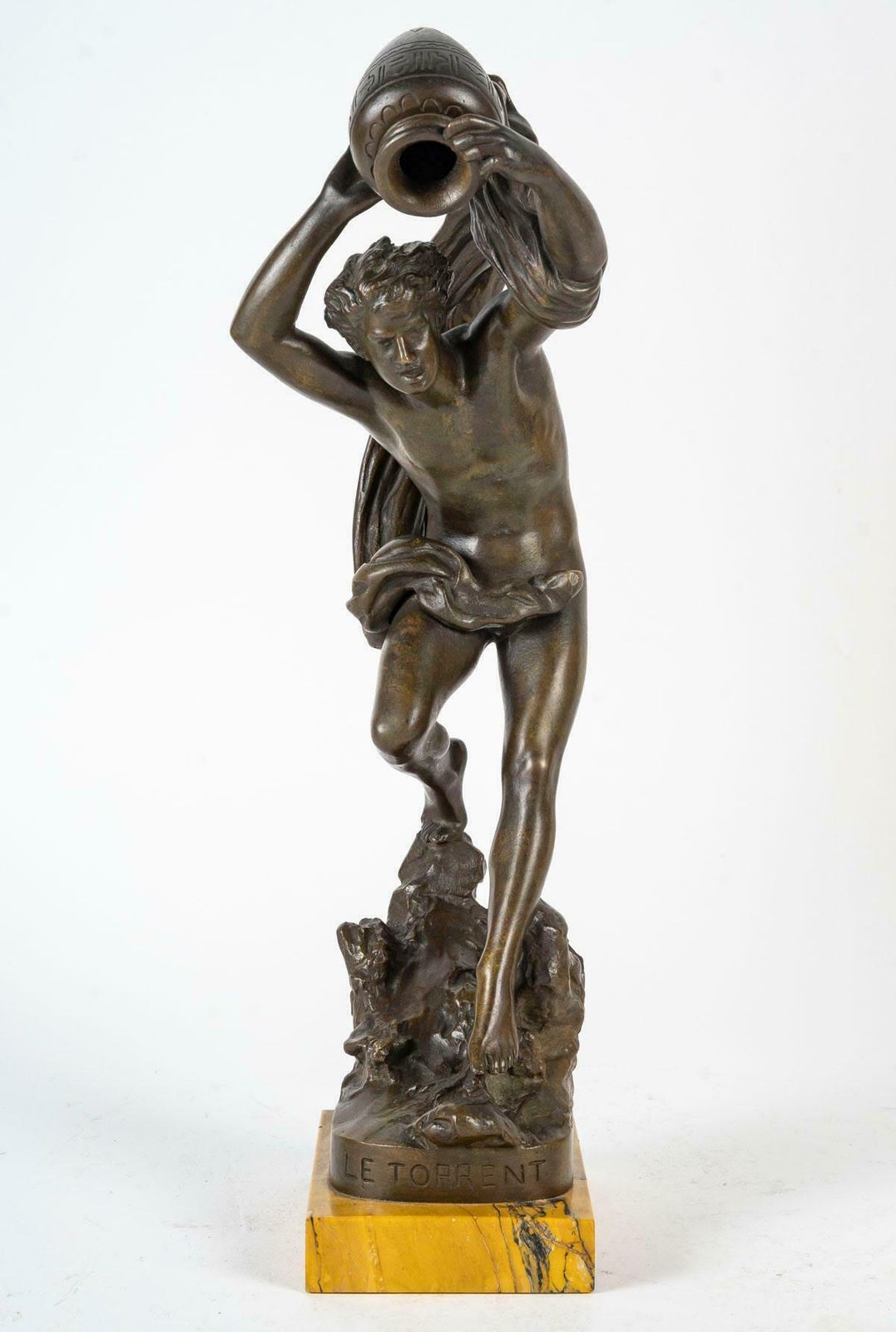 Sculpture By U.Basset, Le Torrent, Bronze Sculpture, 19th Century, Napoleon III. photo furniture