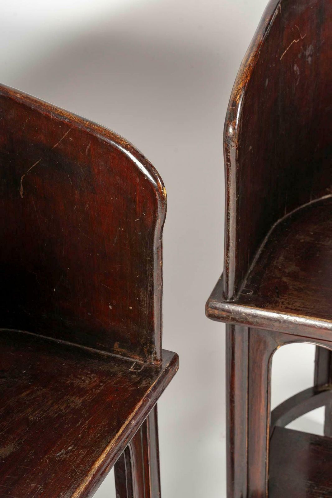 Pair Of Art Of Asia Wooden Dignitary Armchairs With Footrests. photo for sale