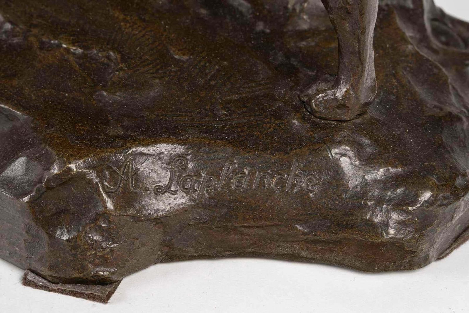 photo for sale A Patinated Bronze Sculpture Of A Stag And Hunting Dogs, 19th Century.