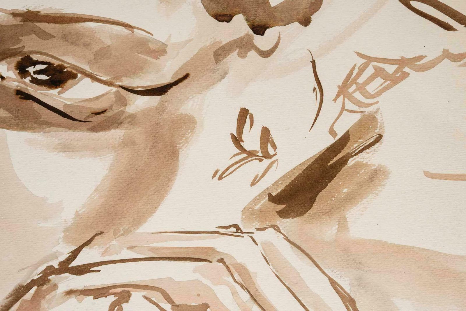 Watercolour On Paper, Portrait Of An African Woman, 20th Century. photo 934.0