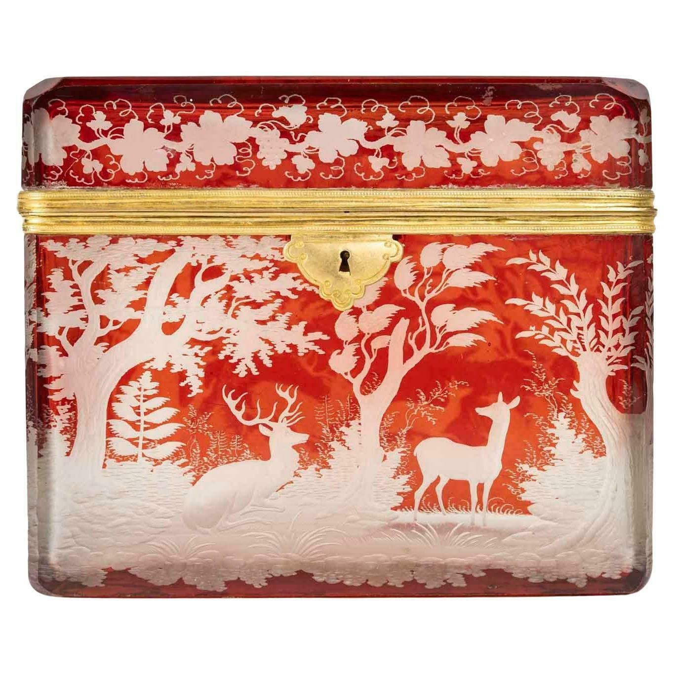 Bohemian Cut Crystal Box, 19th Century, Napoleon III Period.