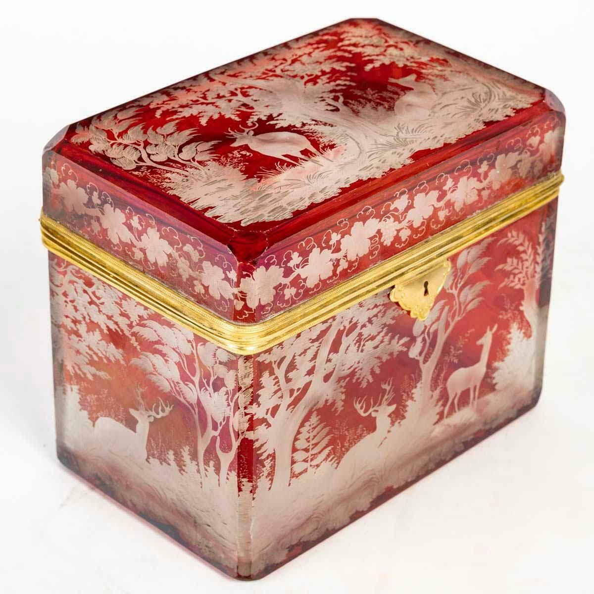 Bohemian Cut Crystal Box, 19th Century, Napoleon III Period. photo for sale