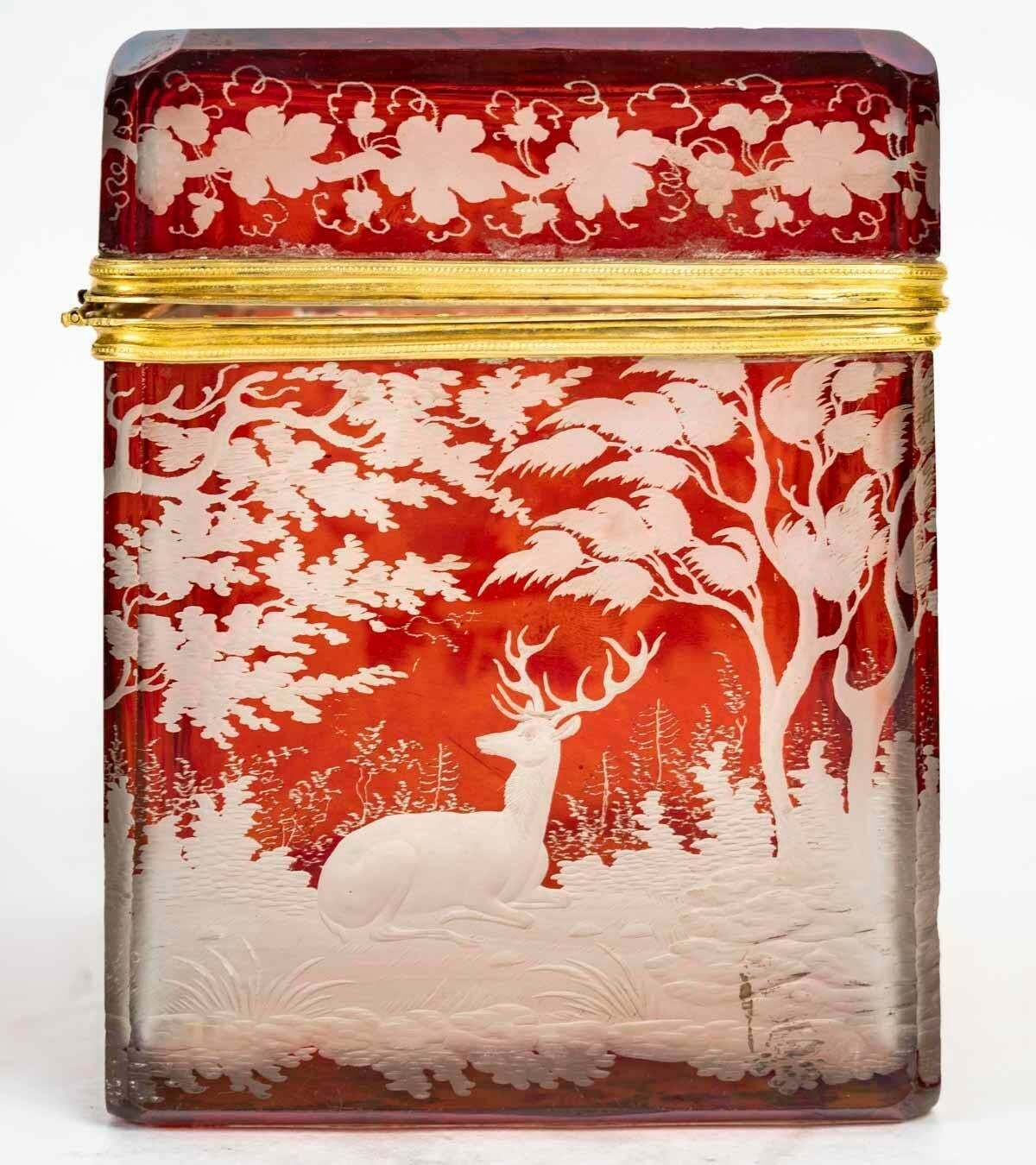 Bohemian Cut Crystal Box, 19th Century, Napoleon III Period. photo 3583.0