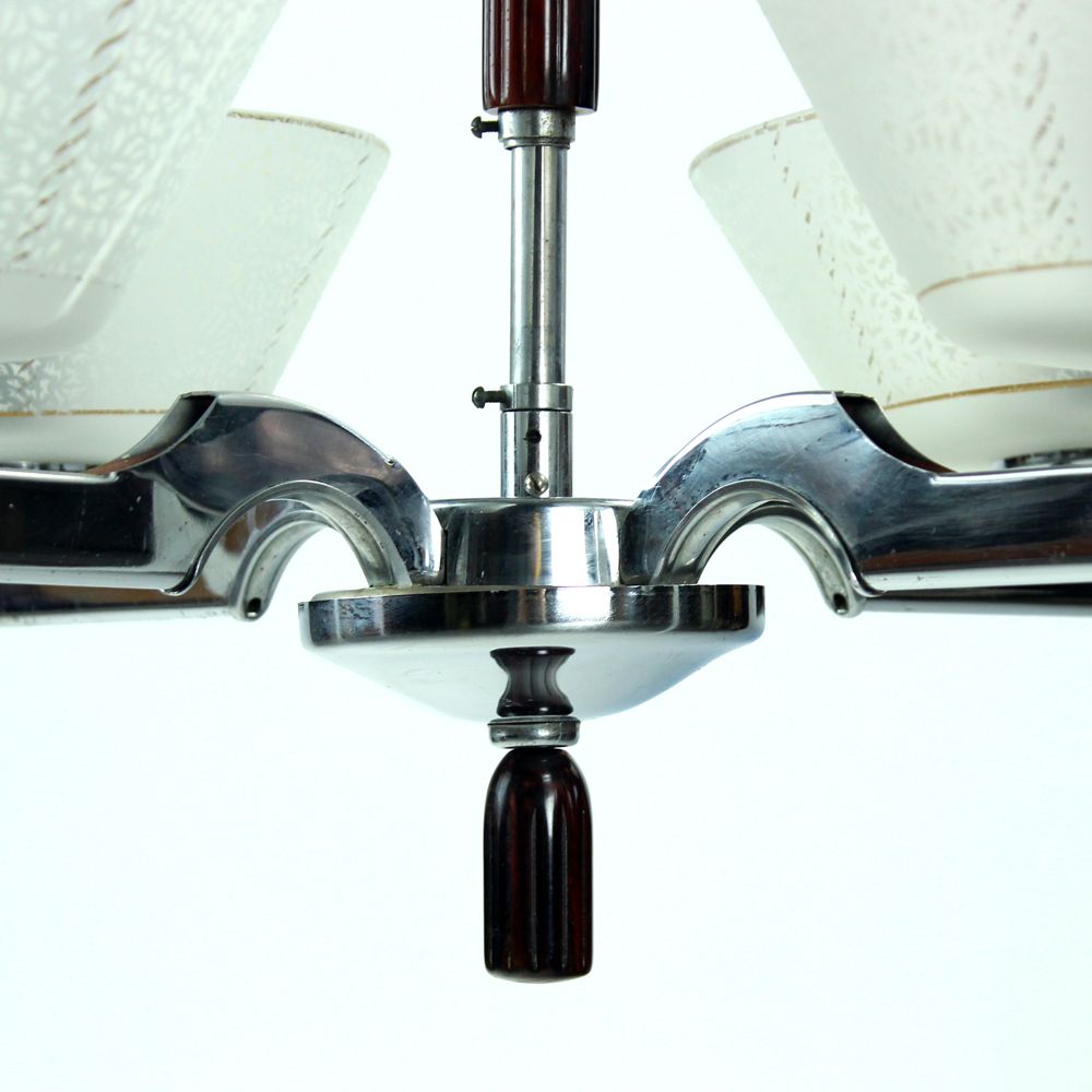 photo furniture Art Deco Ceiling Light In Chrome, Czechoslovakia Circa 1940s