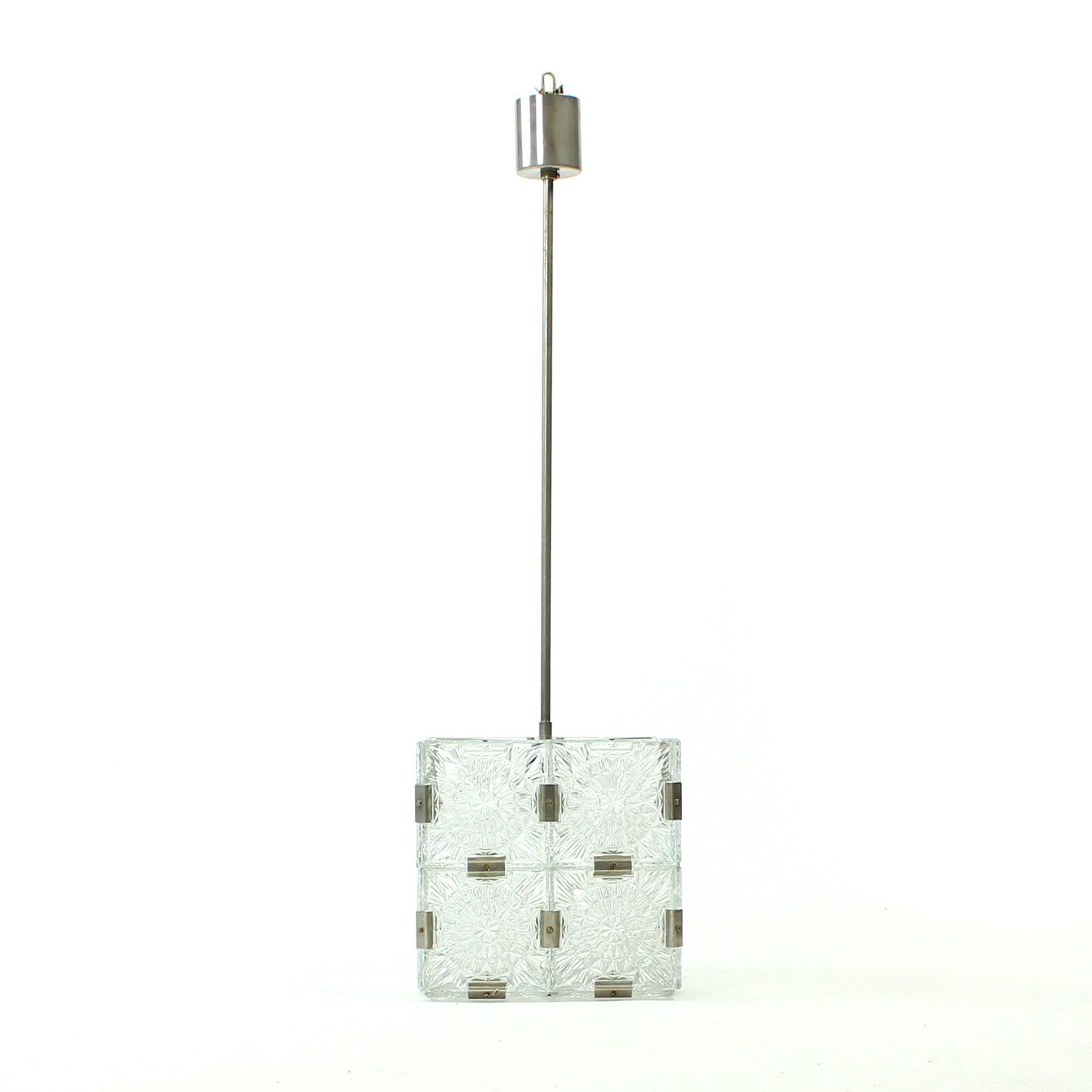 Vintage Glass Bohemian Cube Pendand By Kamenicky Senov, Czechoslovakia 1970s