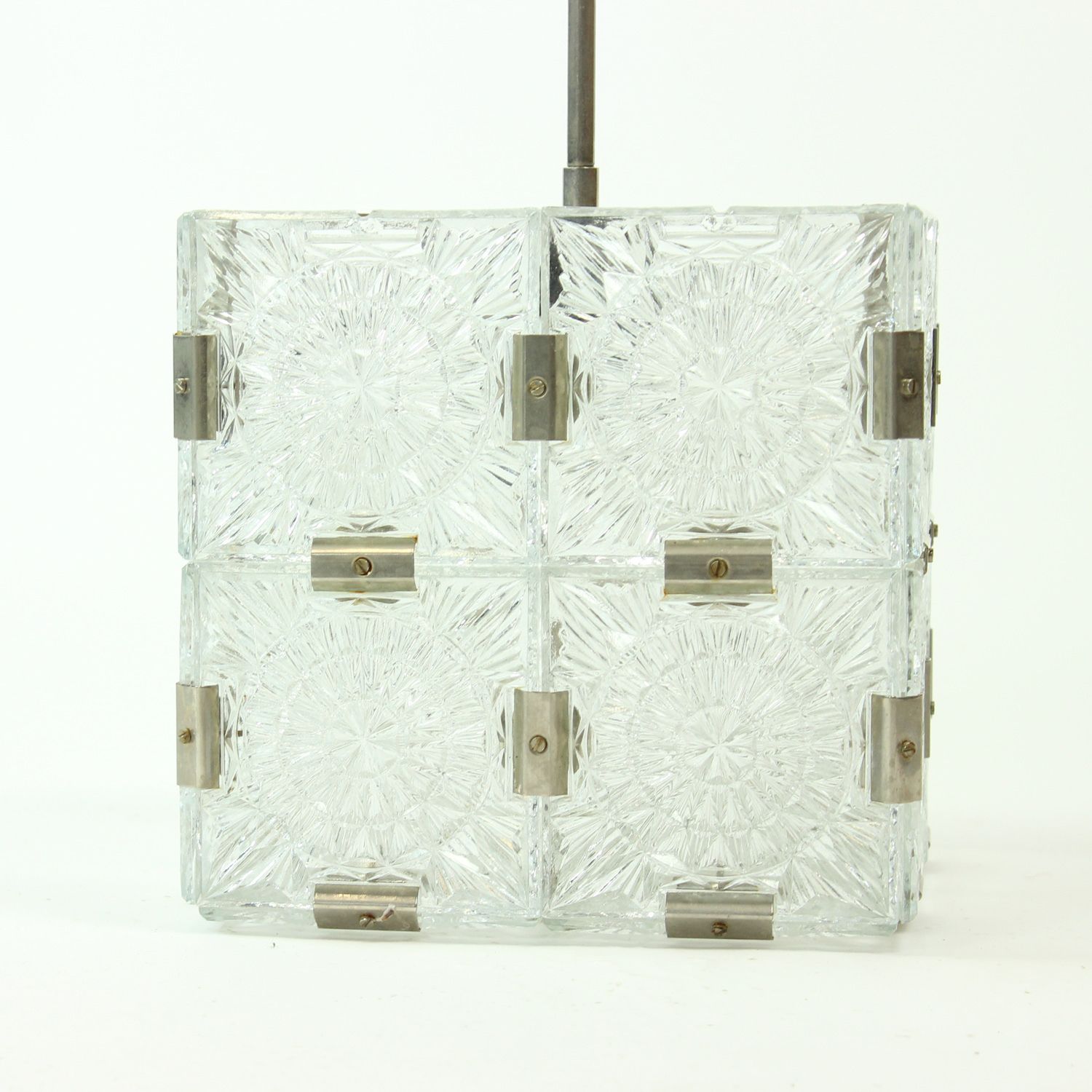 Vintage Glass Bohemian Cube Pendand By Kamenicky Senov, Czechoslovakia 1970s photo for sale