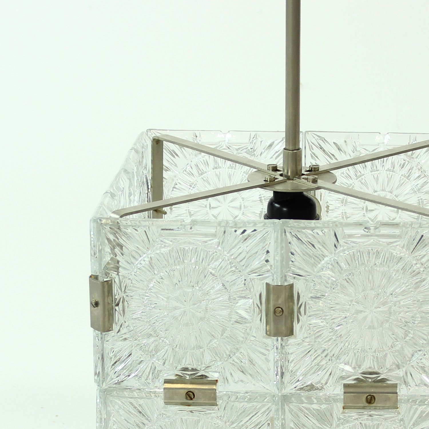 Vintage Glass Bohemian Cube Pendand By Kamenicky Senov, Czechoslovakia 1970s photo 420.0