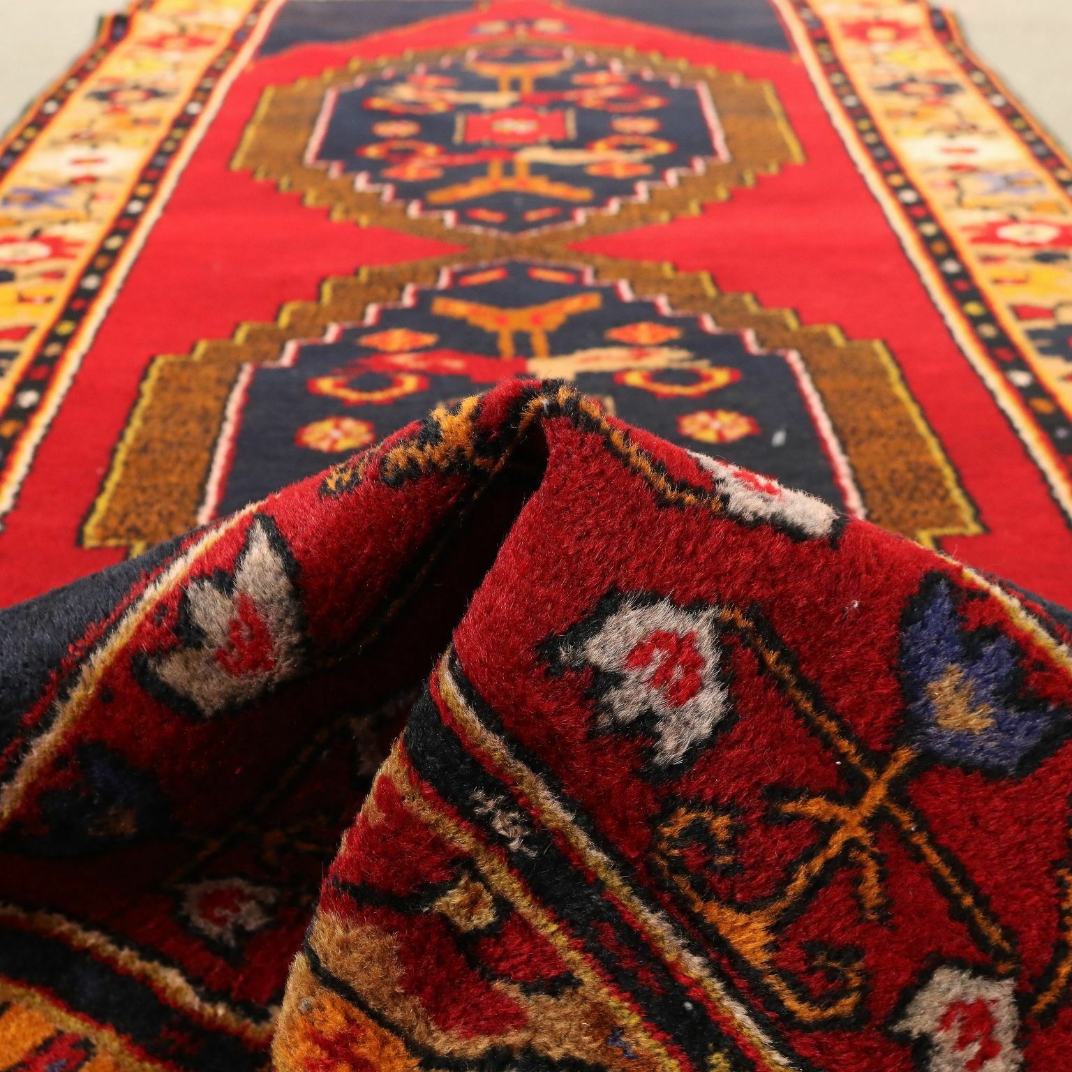 photo for sale Antique Ismirne Carpet Wool Heavy Knot Turkey 108 X 42 In