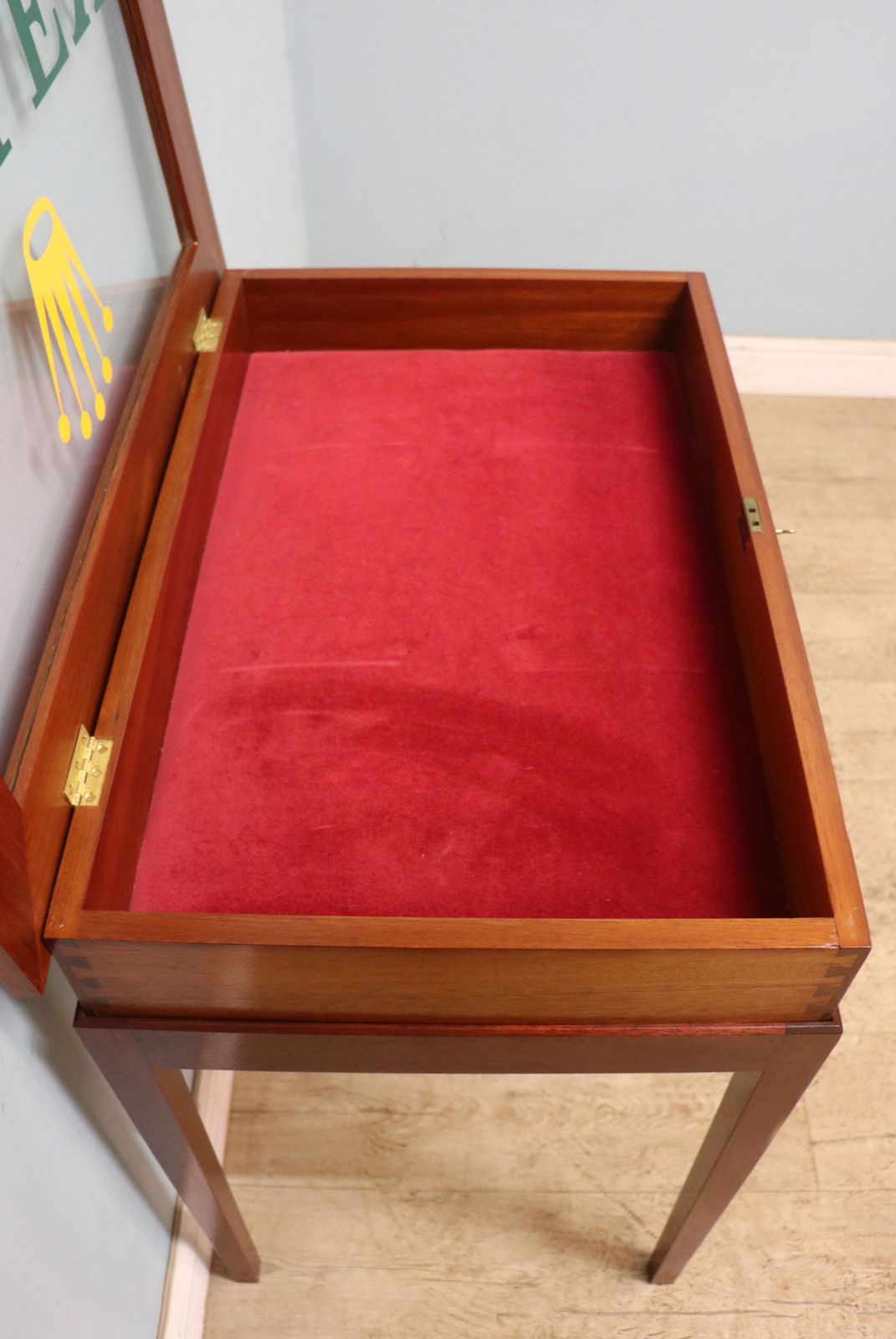 A Superb Bijouterie Display Table, Hand Sign Written With The Famous Rolex Watch Emblem. photo vinterior