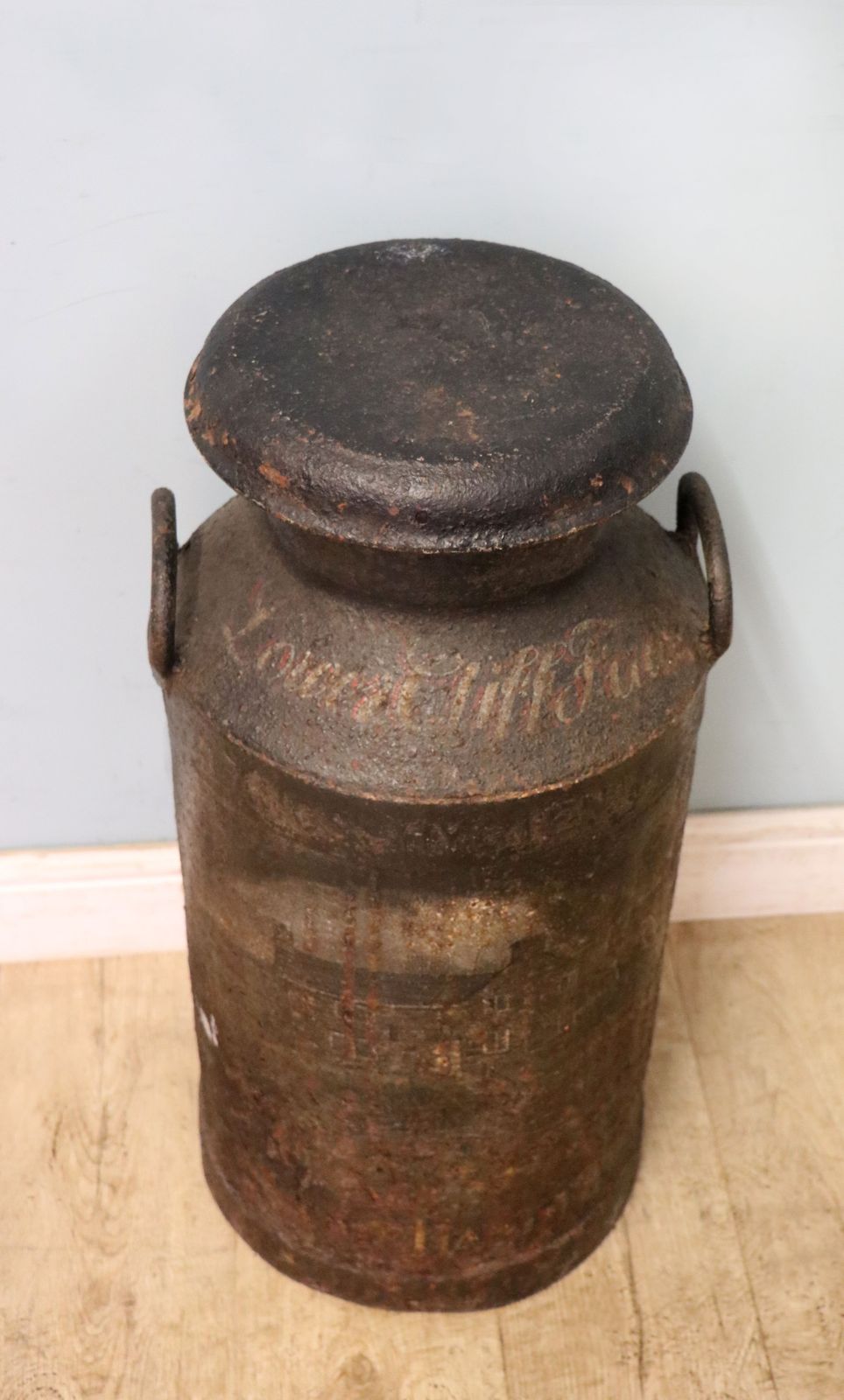 A Wonderful Vintage Iron Milk Churn From The Manchester Area. photo for sale