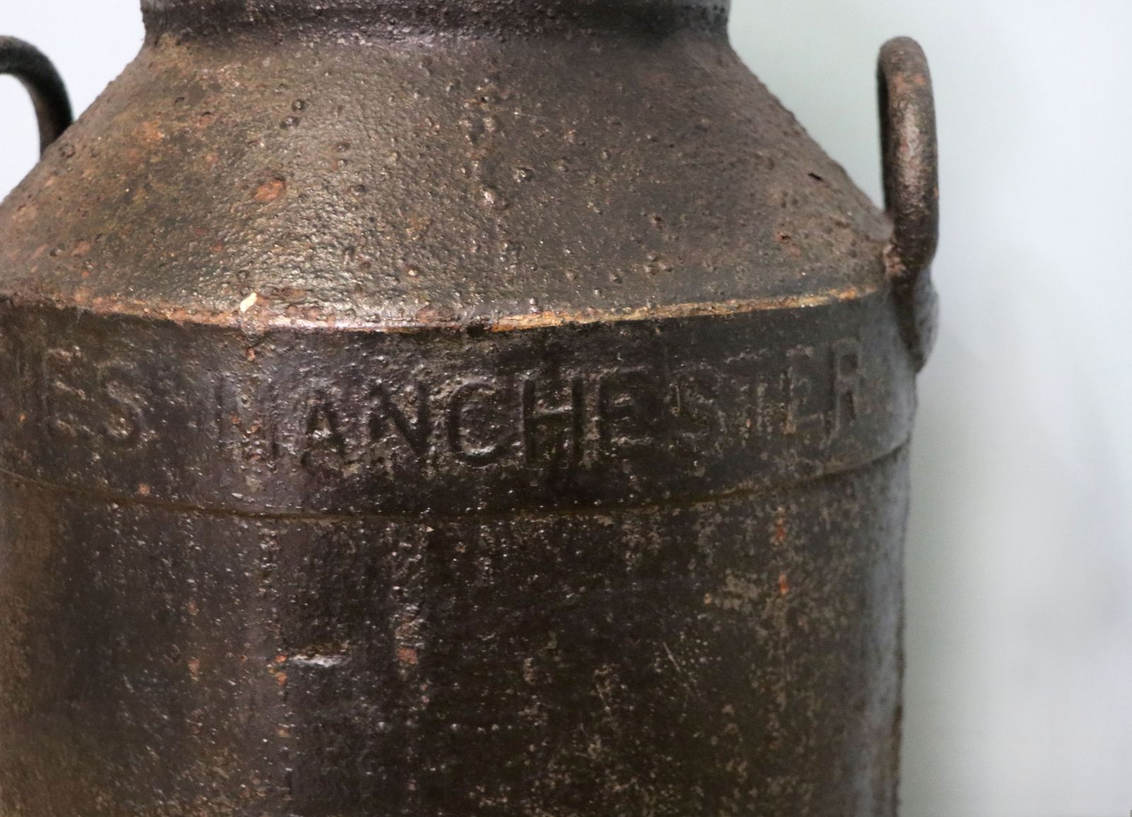 245.0 A Wonderful Vintage Iron Milk Churn From The Manchester Area. photo