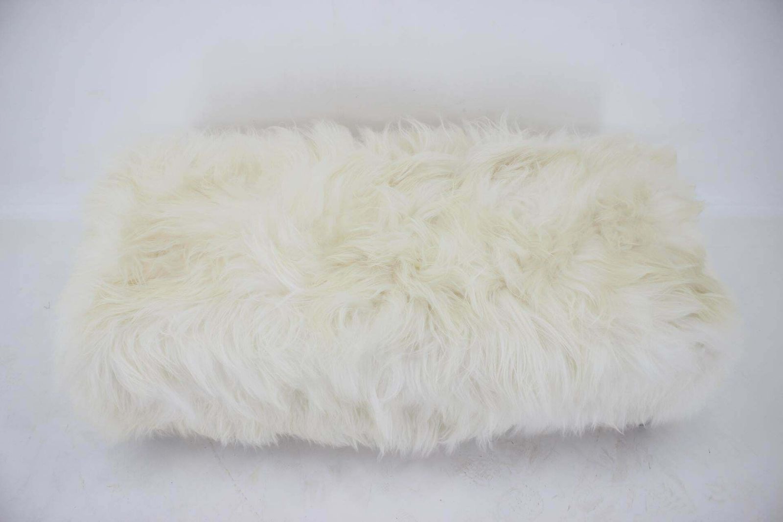 Furniture 1930s Extraordinary Art Deco Ottoman In Sheepskin Upholstery, Czechoslovakia photo