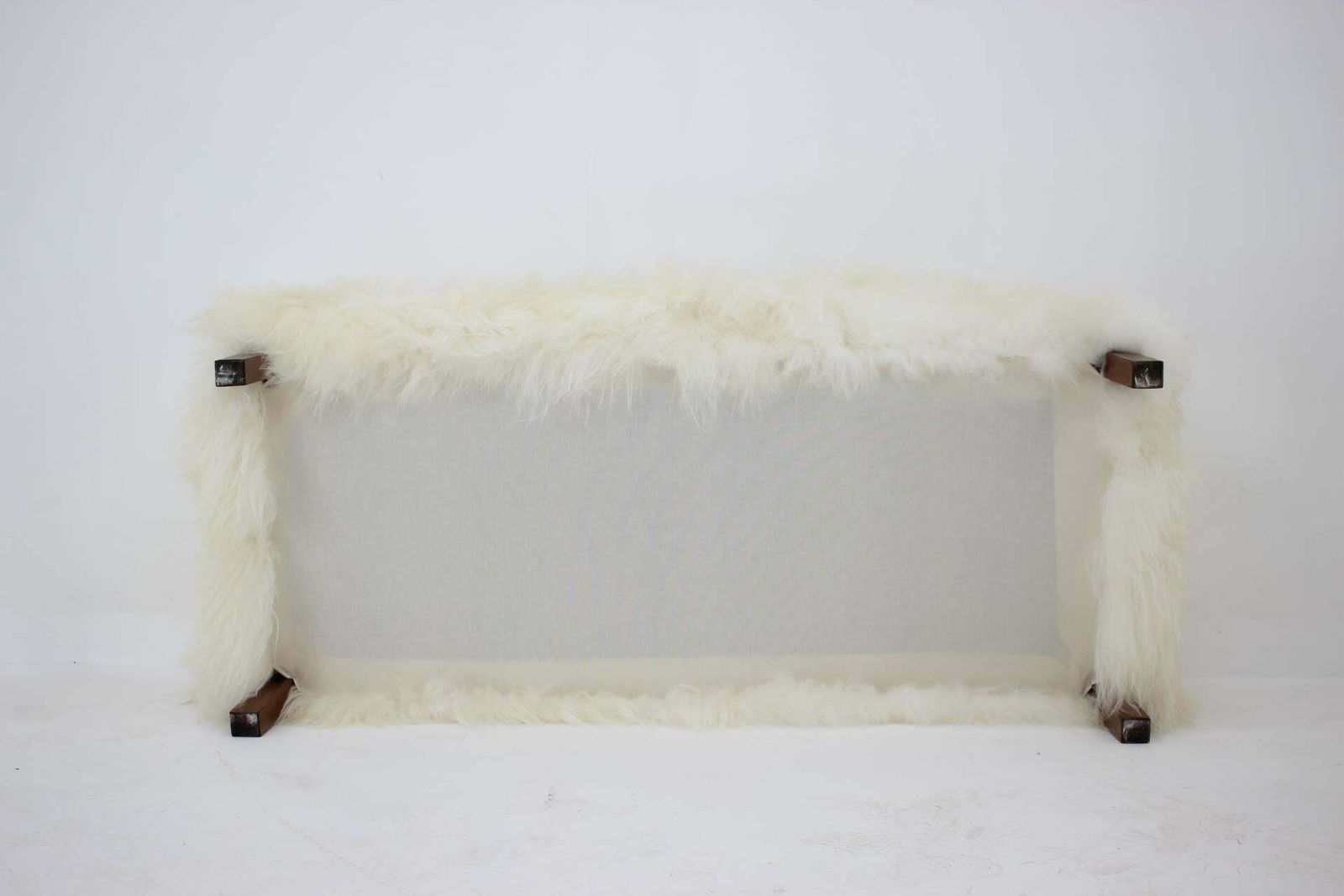 6039.0 1930s Extraordinary Art Deco Ottoman In Sheepskin Upholstery, Czechoslovakia photo