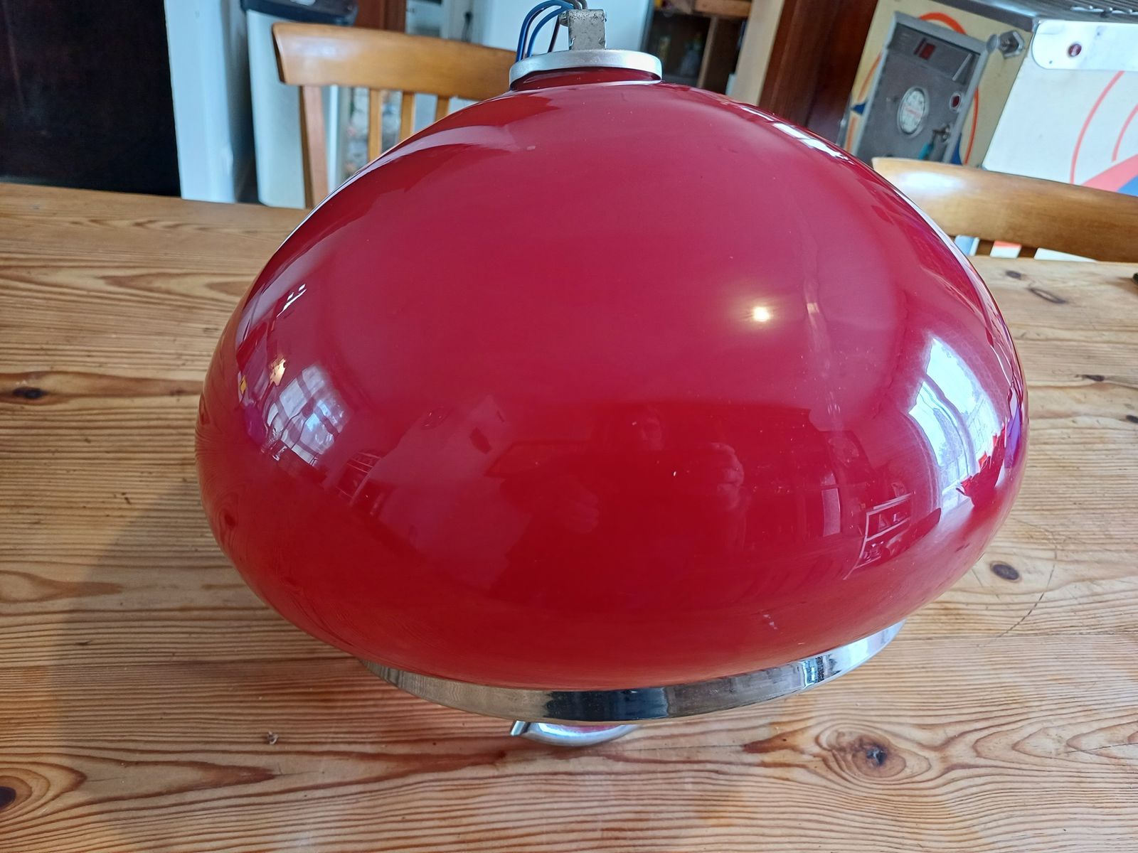 Vintage Opaline Red Pendant Lamp “Viro”