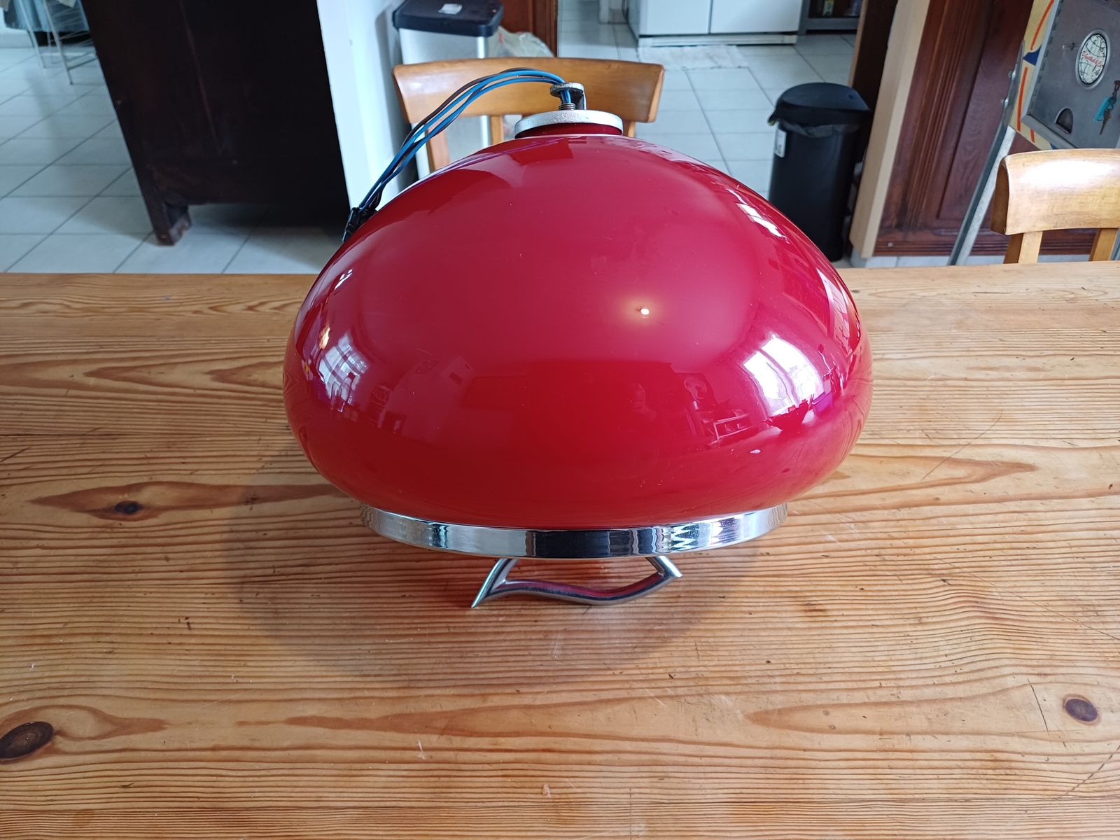 photo for sale Vintage Opaline Red Pendant Lamp “Viro”