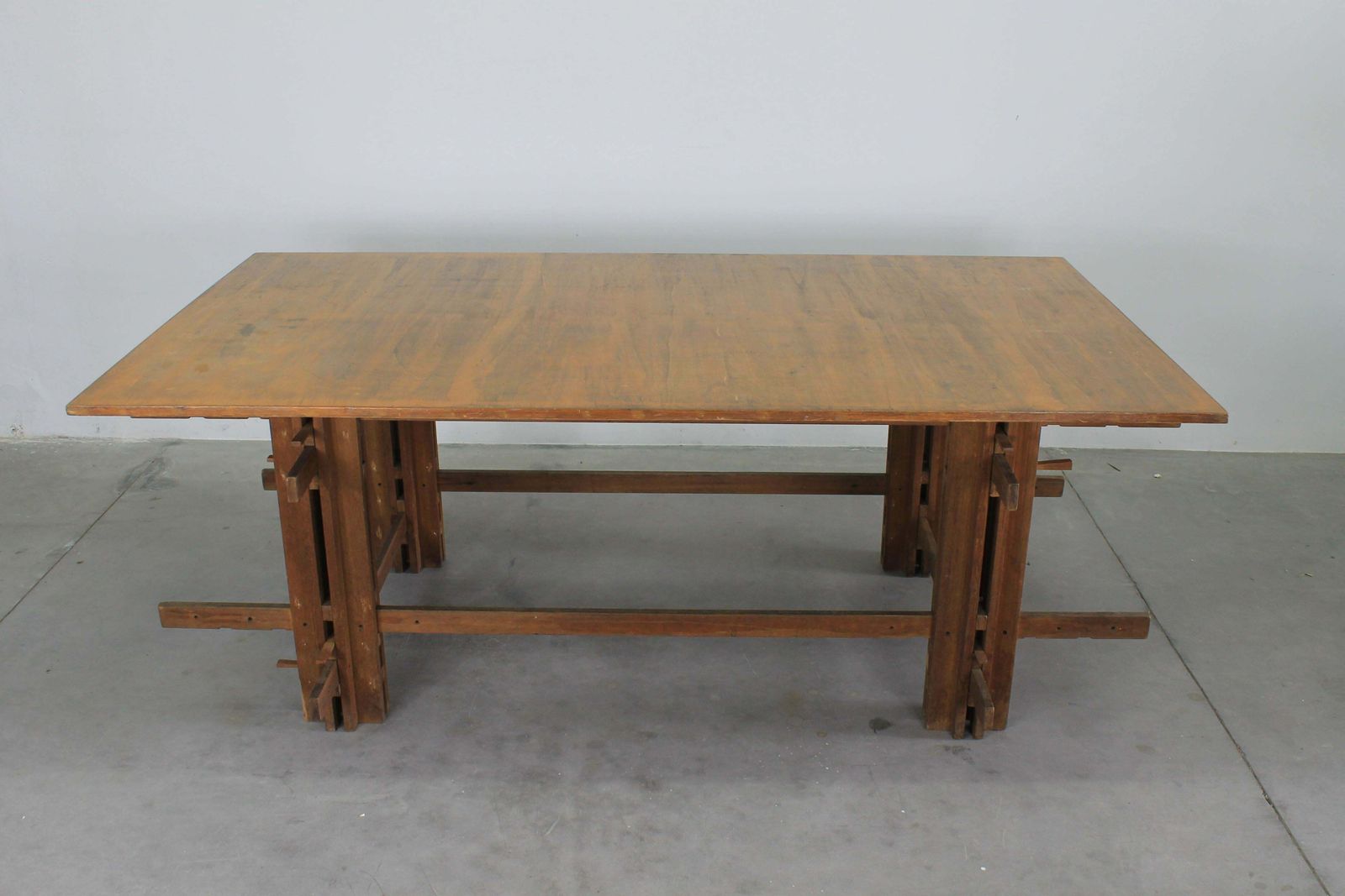Giuseppe Rivadossi High Table In Wood Oak Wood By Officina Rivadossi, 1970s photo furniture