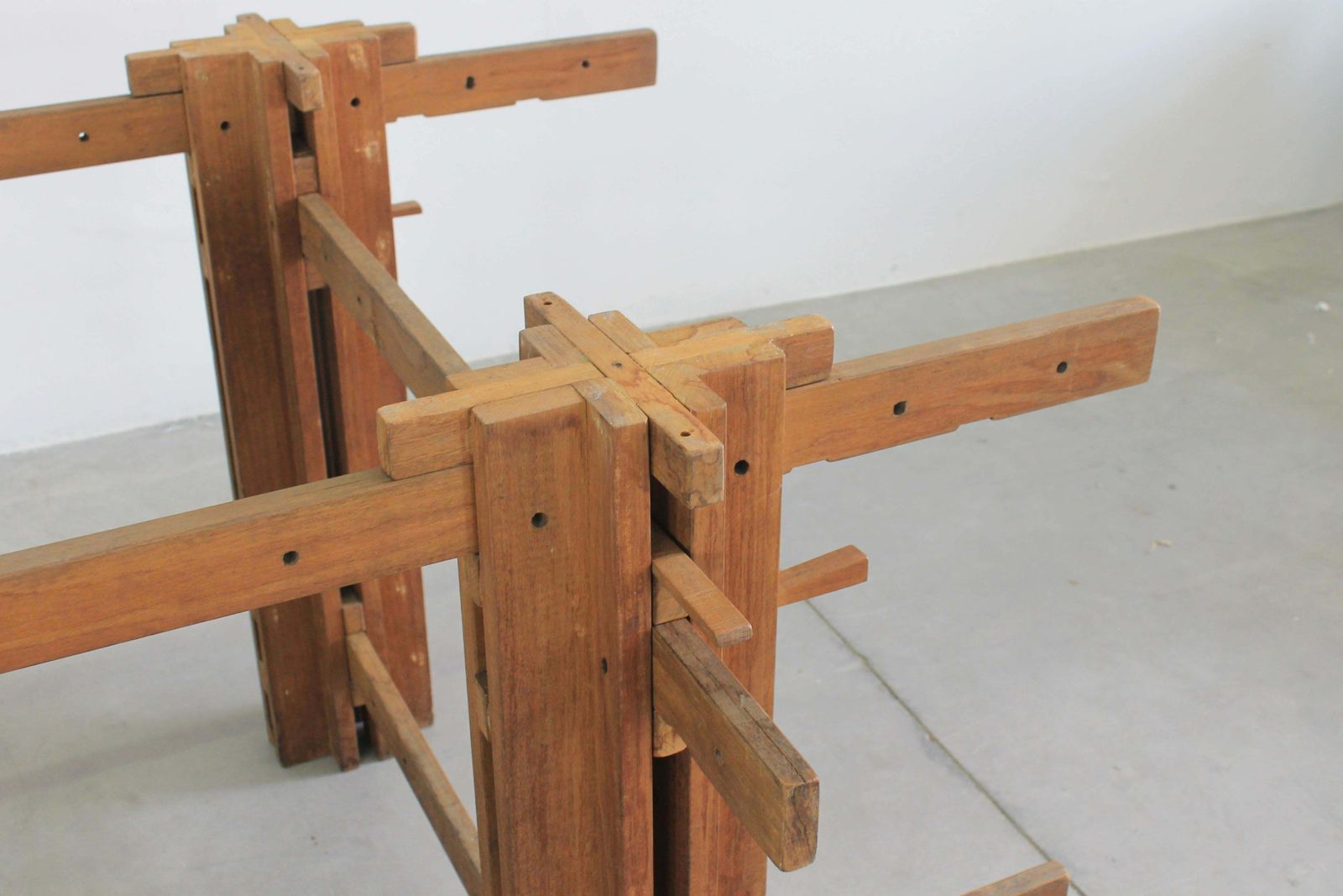 Furniture Giuseppe Rivadossi High Table In Wood Oak Wood By Officina Rivadossi, 1970s photo
