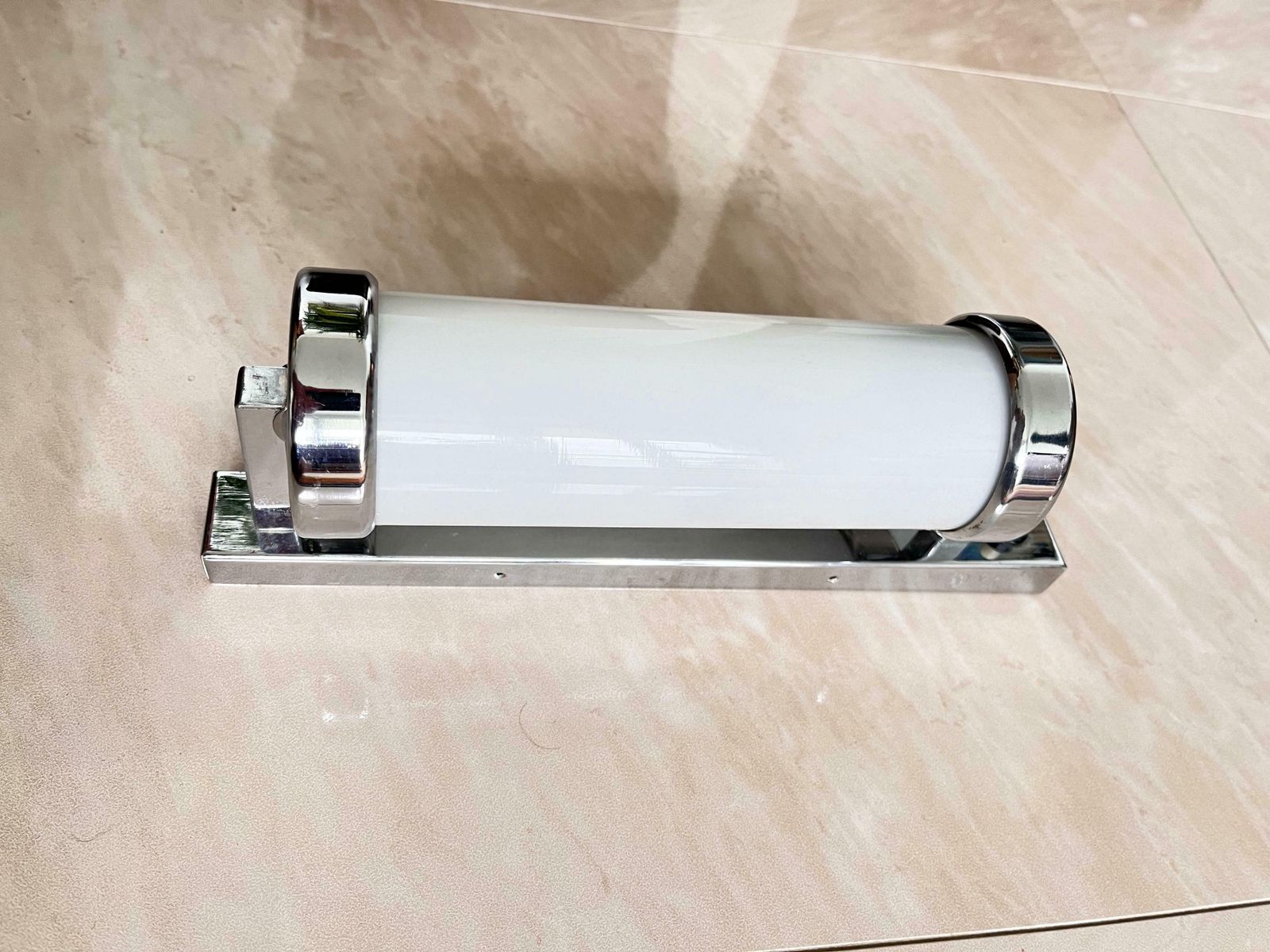 Chrome Milk Glass Bauhaus / Functionalist Wall Lamp   1930s photo Lighting