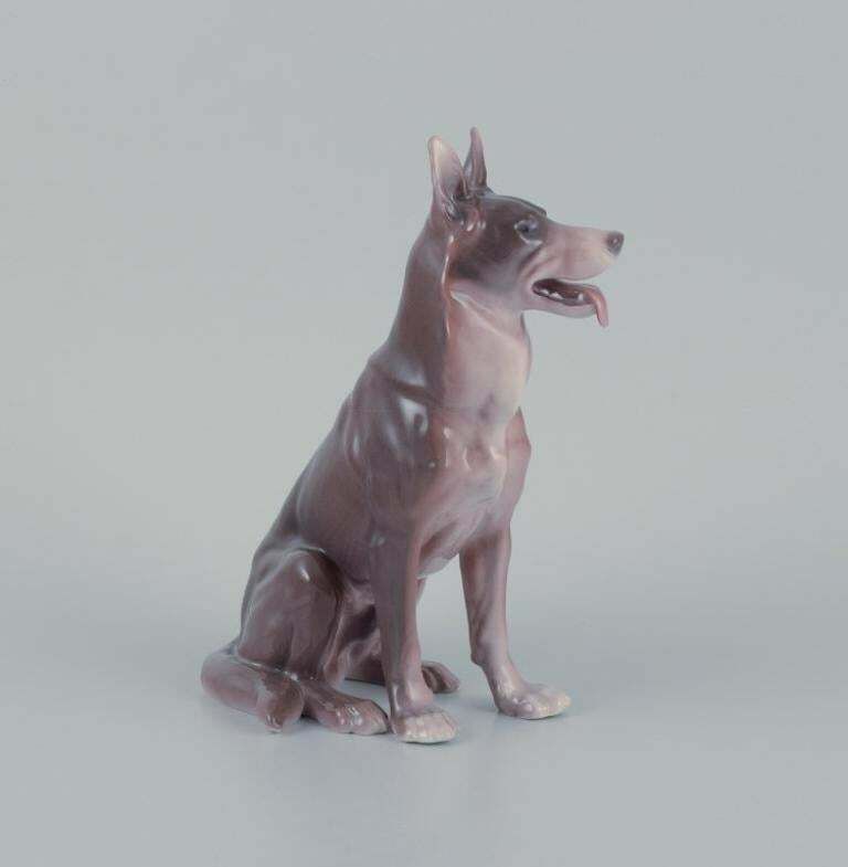 Bing & Grøndahl, Porcelain Figurine Of A Sitting German Shepherd. photo furniture