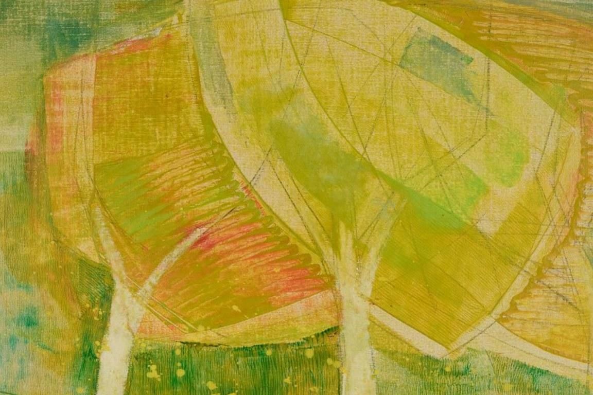 Sture Wickström, Swedish Artist. Oil On Canvas. Modernist Landscape $900 photo for sale